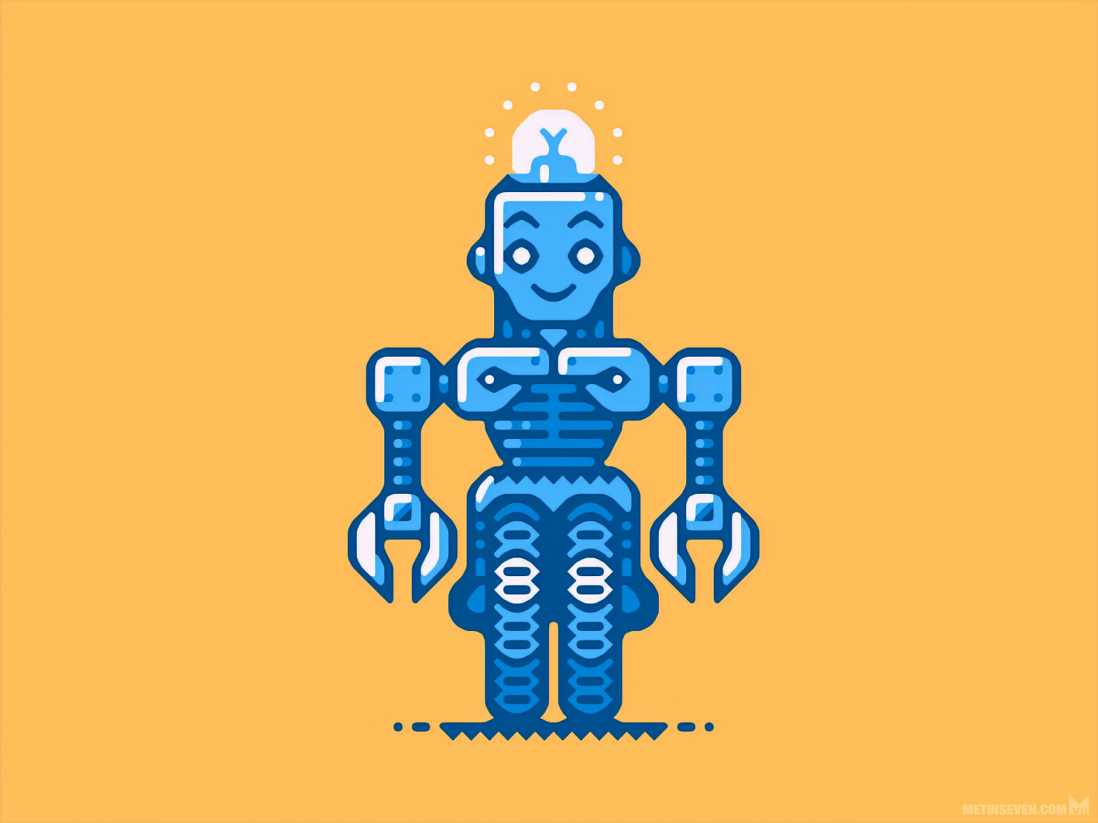 Icon-style vector illustration about robots and AI