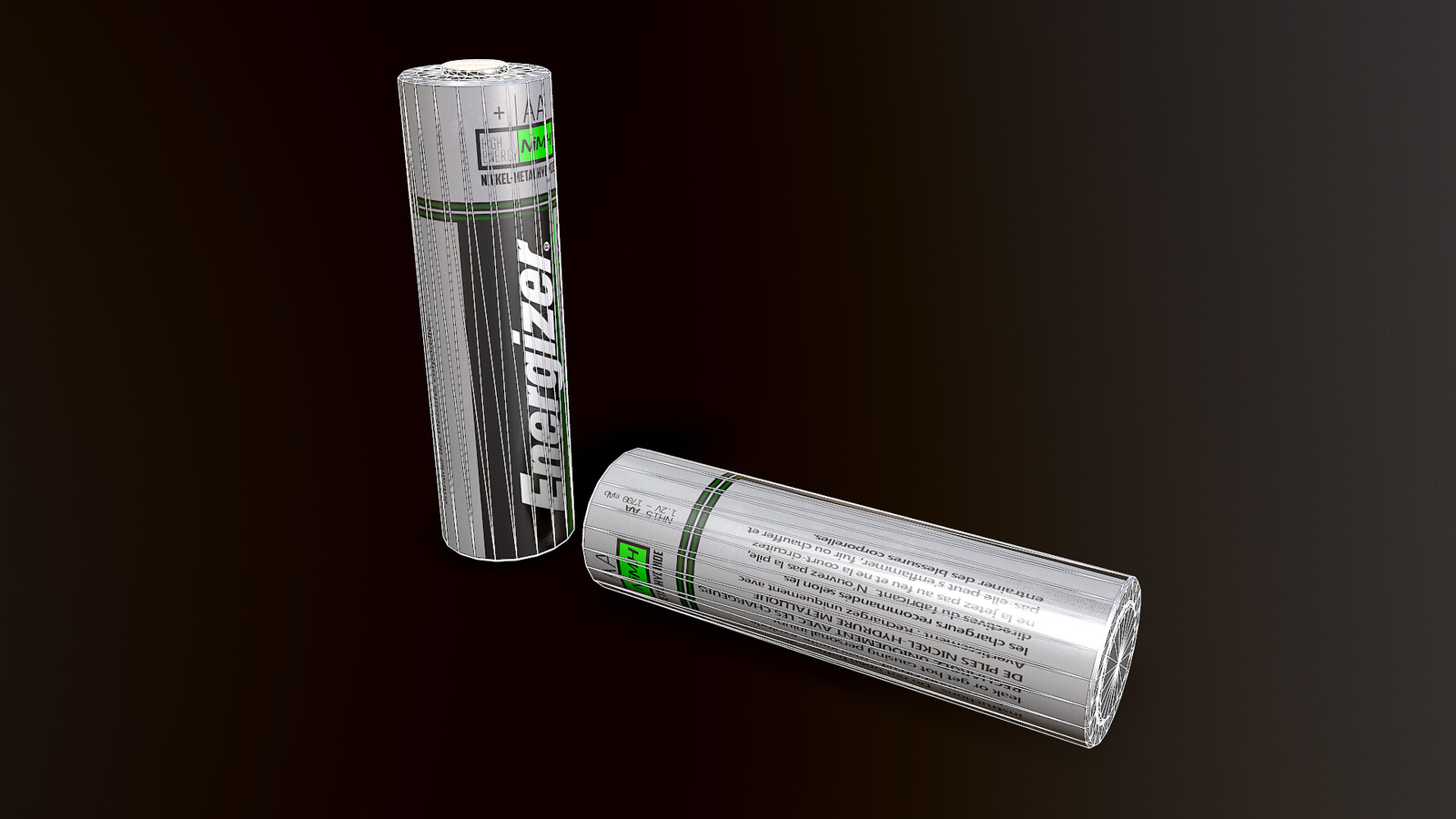Textured Battery with Wireframes