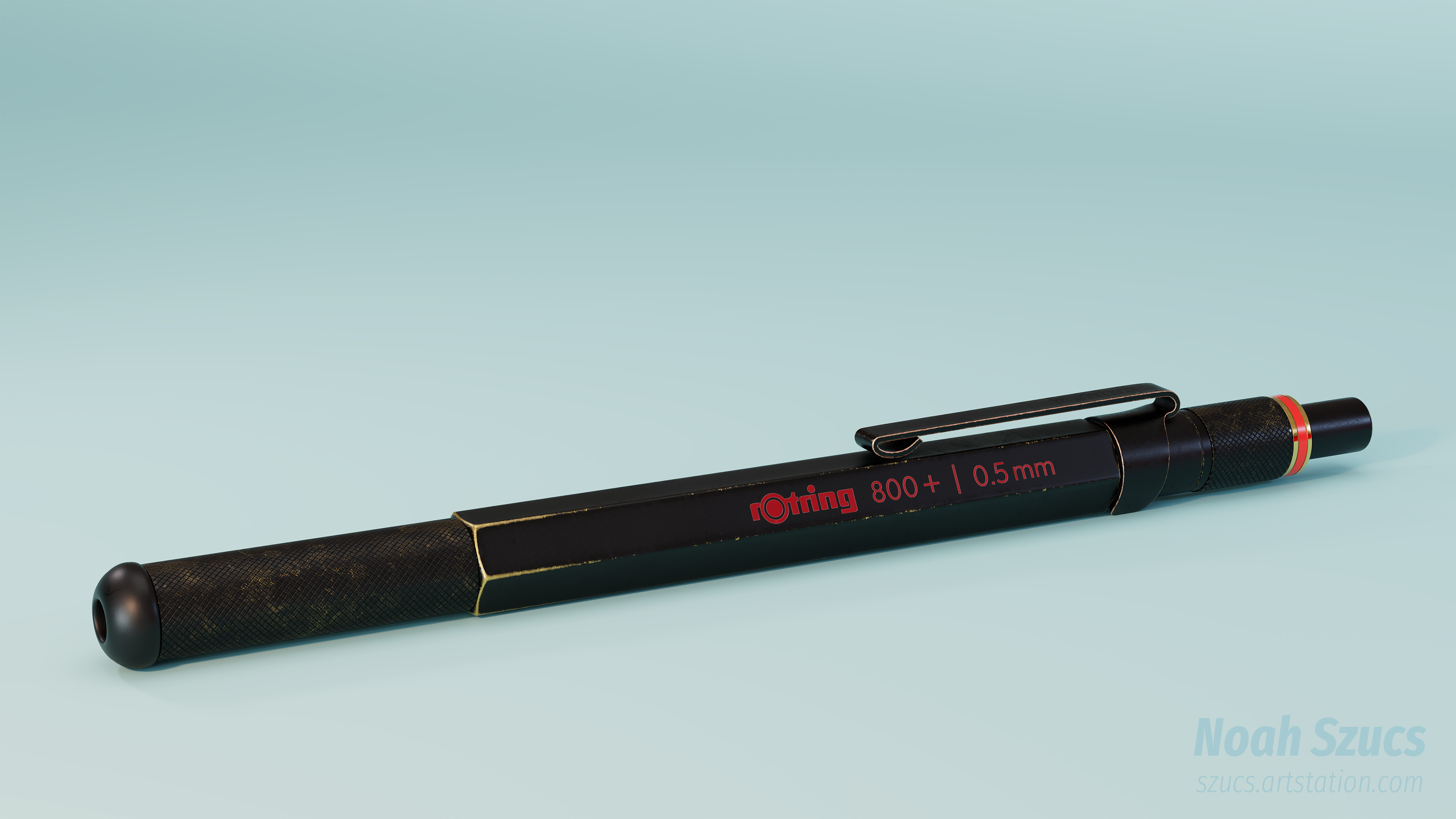 The Rotring 800+ is an all-metal pencil made of mostly brass.  A black paint coating is then applied to give it a gunmetal look.  Over time, this paint wears away, revealing the brass underneath.