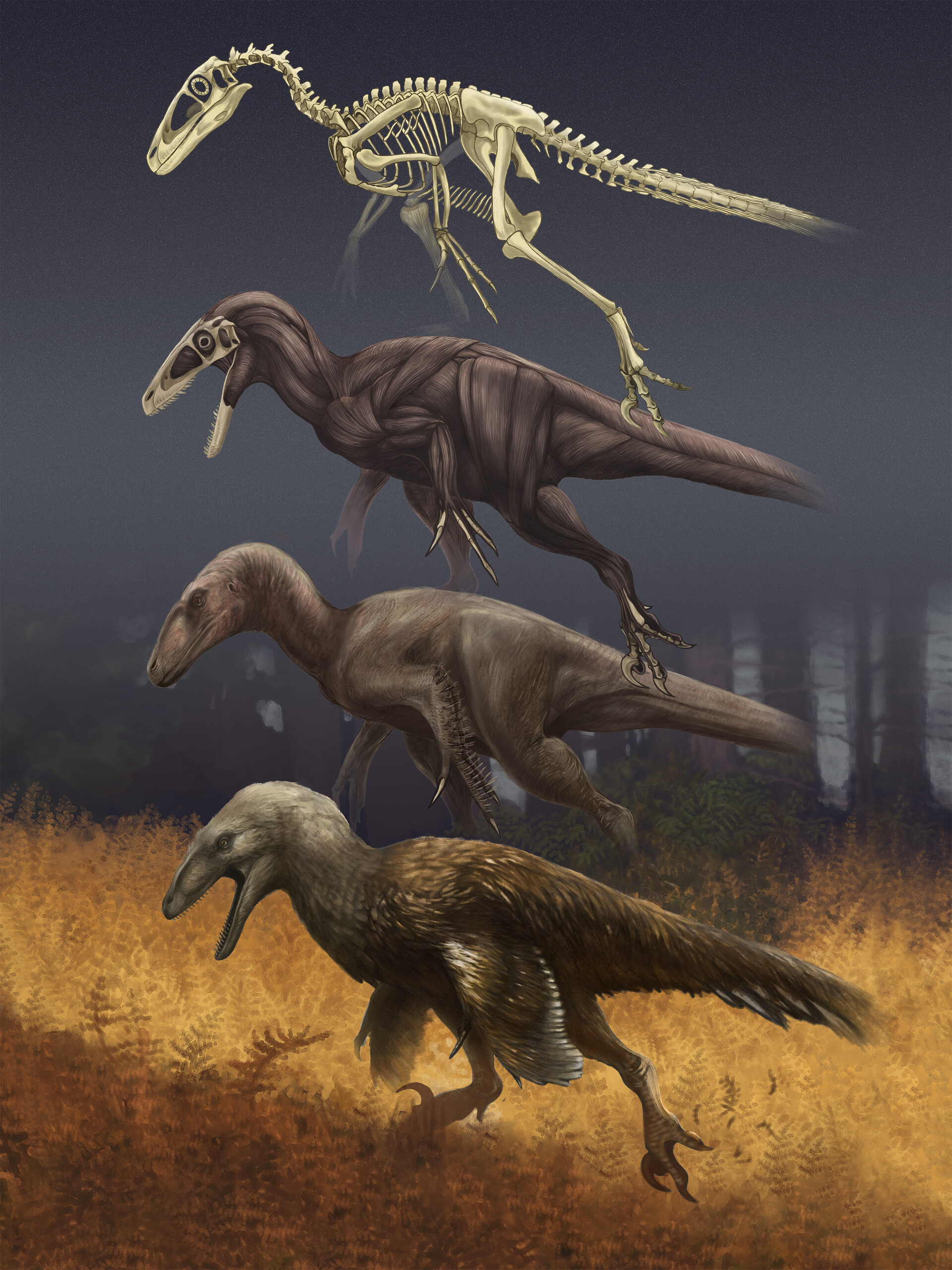 Deinonychus Family – Emily Willoughby Art