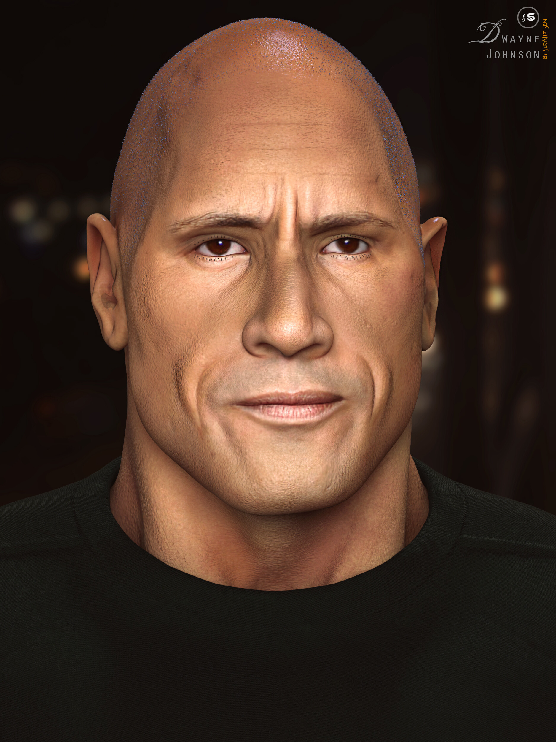 ArtStation - Dwayne Johnson - Digital Sculpture by Surajit Sen