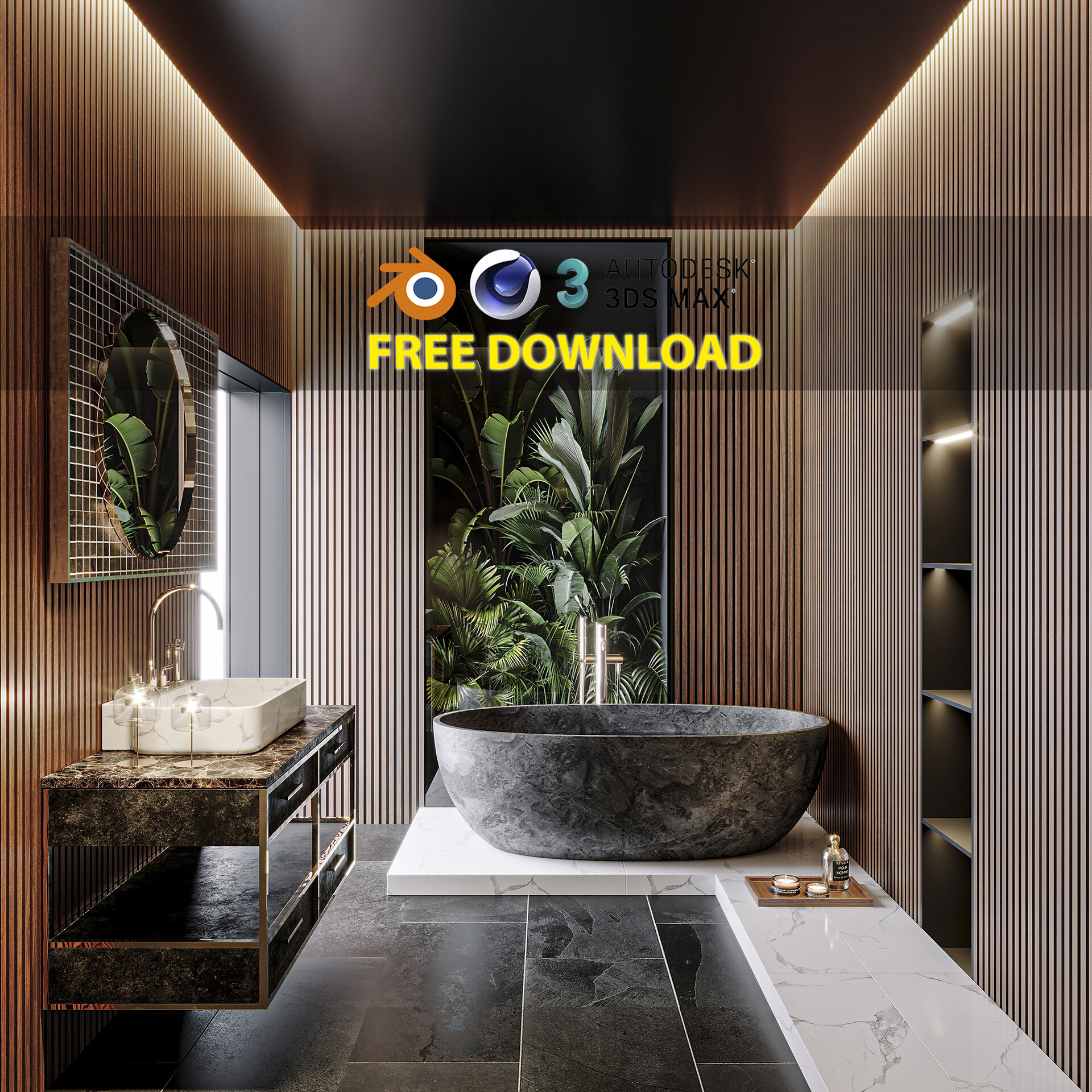 Forladt Modstander Husarbejde ArtStation - Bathroom Design 15 ( 3Ds MAX - Blender - Cinema4D - FBX - OBJ )