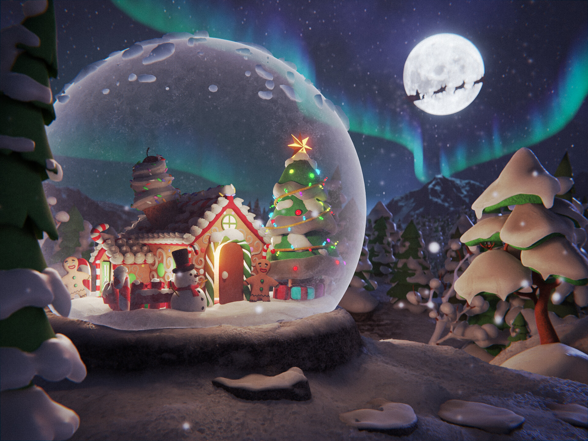 ArtStation A Cozy Christmas Globe