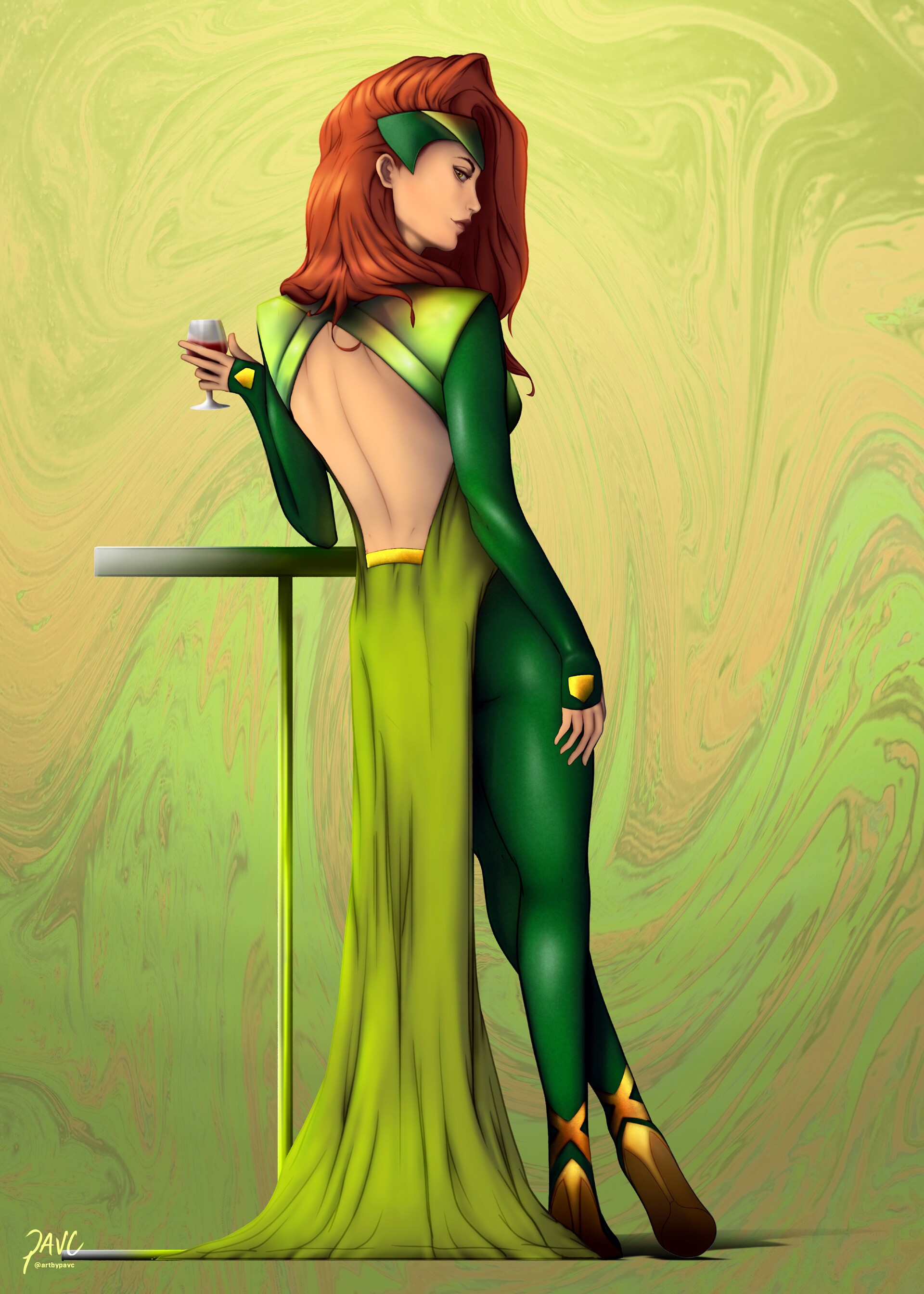 ArtStation - Green Carpet Fashion (Jean Grey Hellfire Gala)
