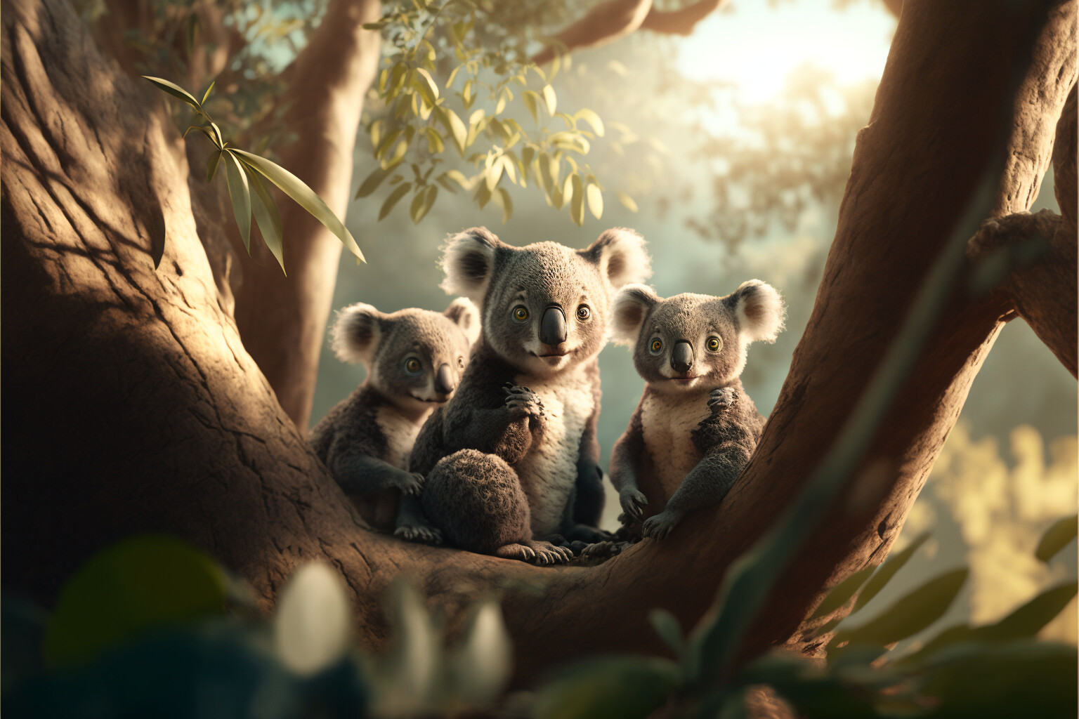 a large koala wearing sunglasses sitting on top of a tree, neofauvism,  colorful. Generate Ai 22615253 Stock Photo at Vecteezy
