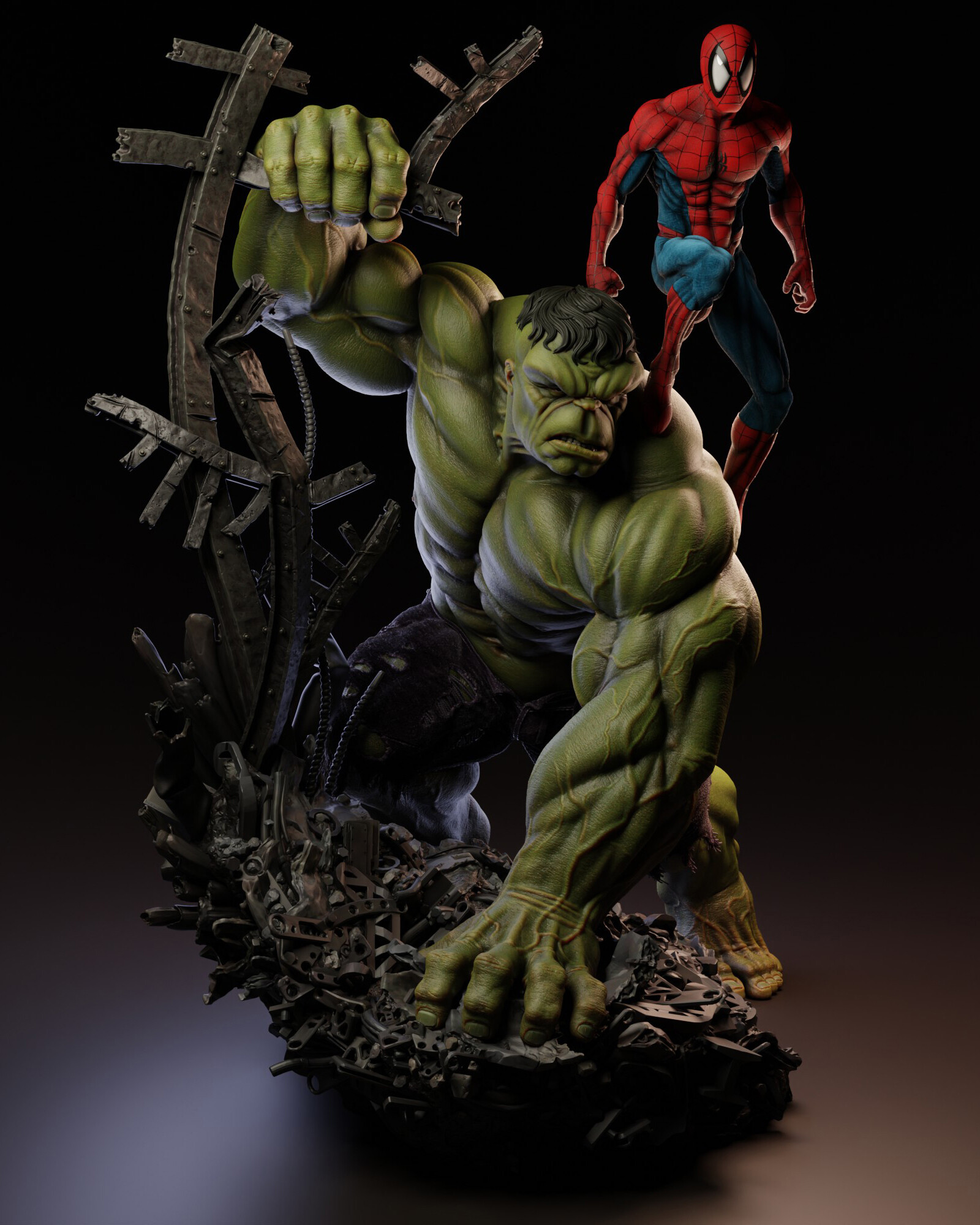 ArtStation - Hulk vs Spideran Statue Fanart