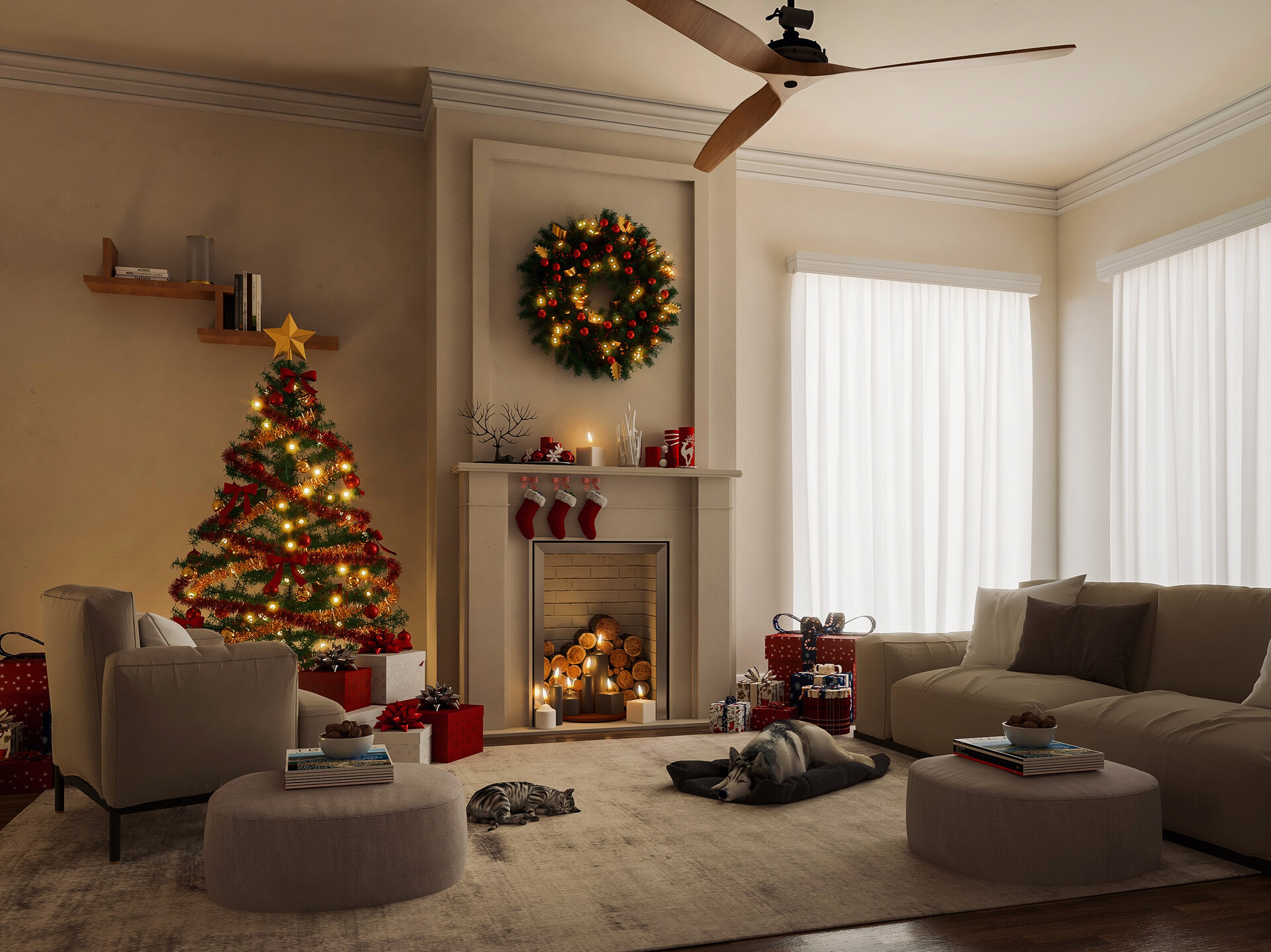 ArtStation - Christmas theme living room