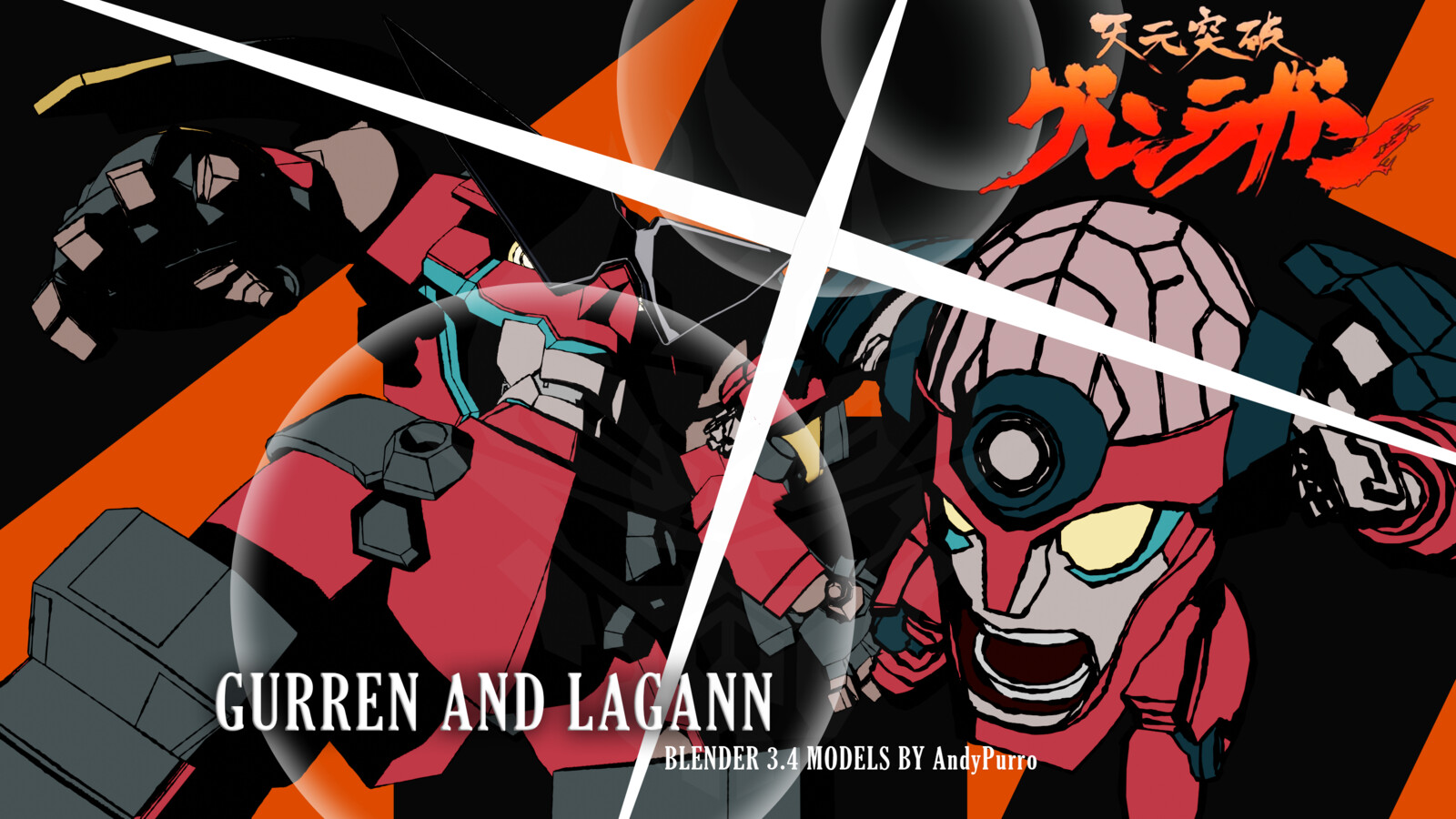 Row Row Fight The Power Gurren Lagann Andrew Au - Blender 3D: Gurren Lagann Rigged Model Showcase