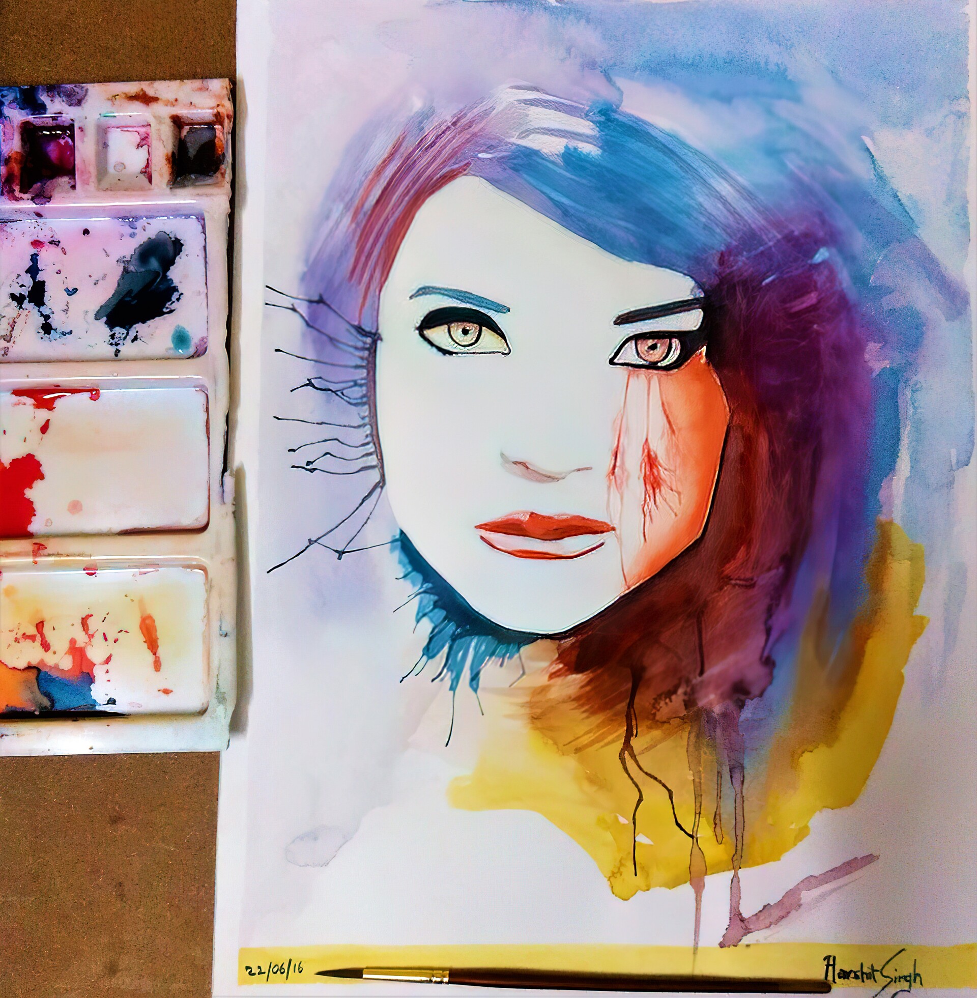 Harshit Singh - Abstract portrait in watercolour