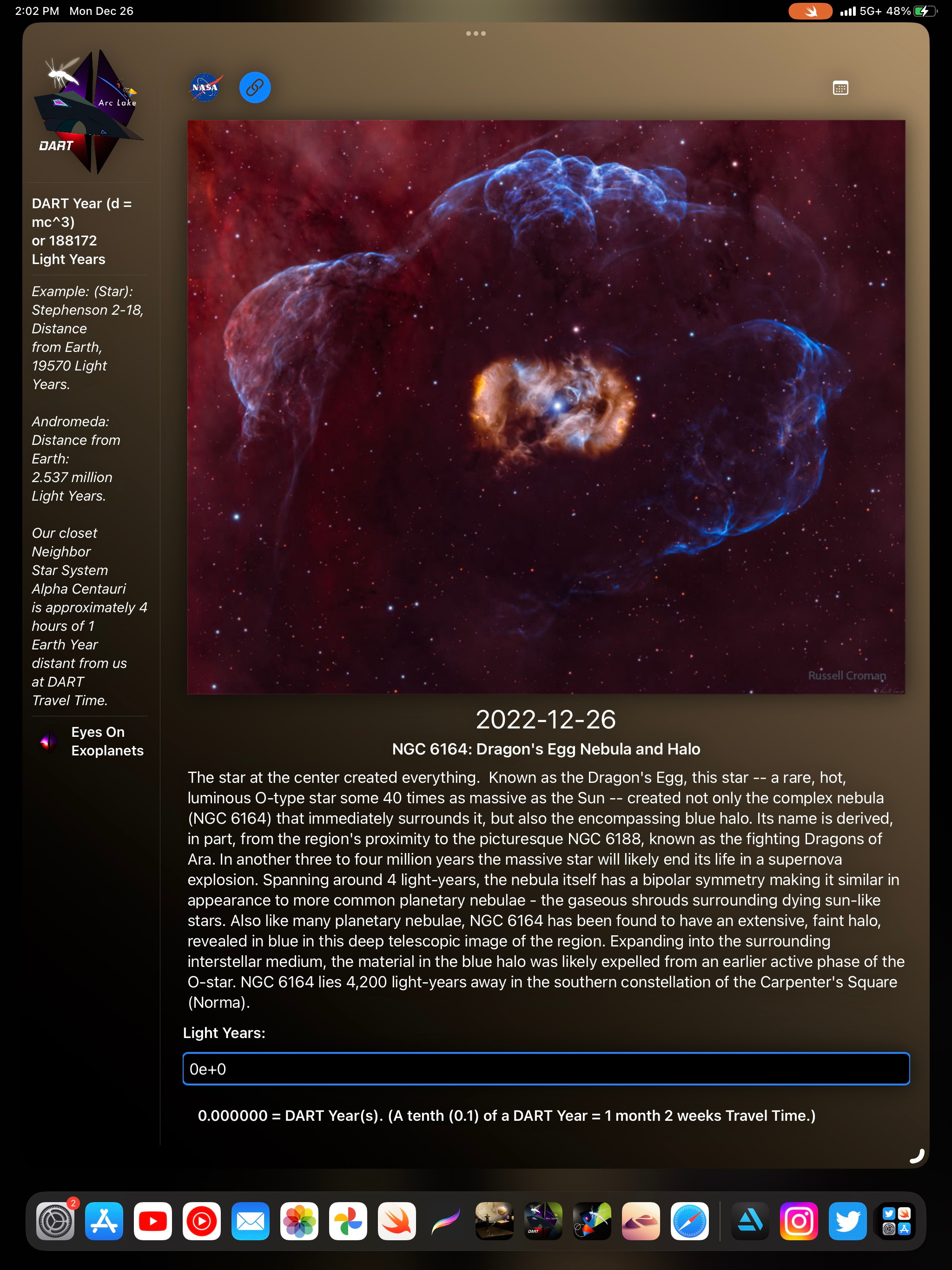 Arc Lake DART, NASA Astronomy Image of the Day. iPad. v1.0.4 Update.
