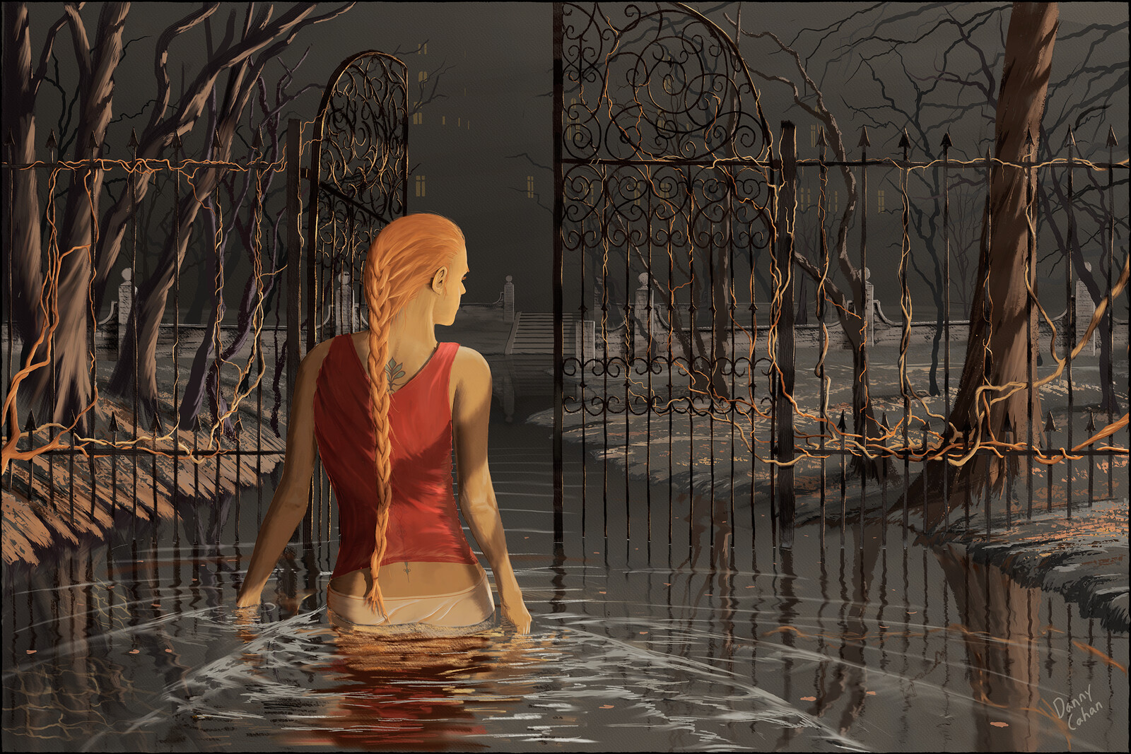 A girl wading