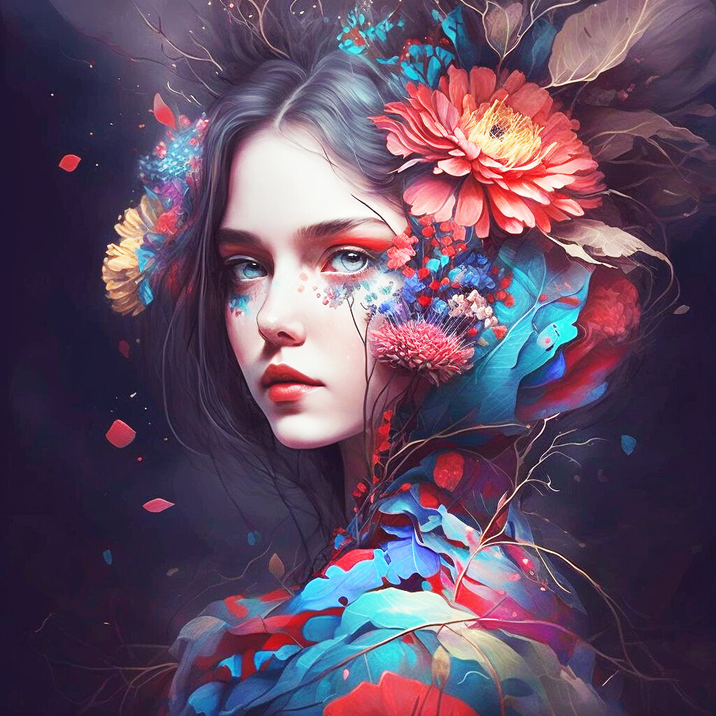 ArtStation - Portrait of Floral Girl