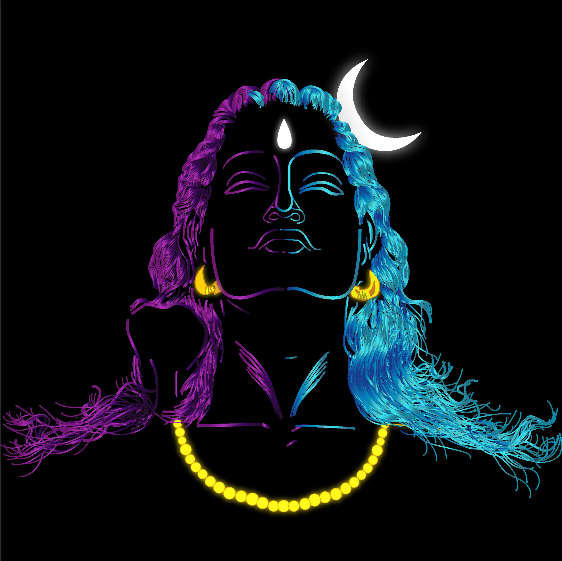 ArtStation Lord Shiva Neon Line Art artstation-lord-shiva-neon-line-art
