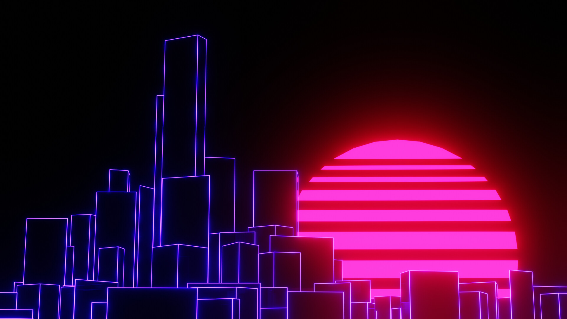 ArtStation - 80s sunset outline