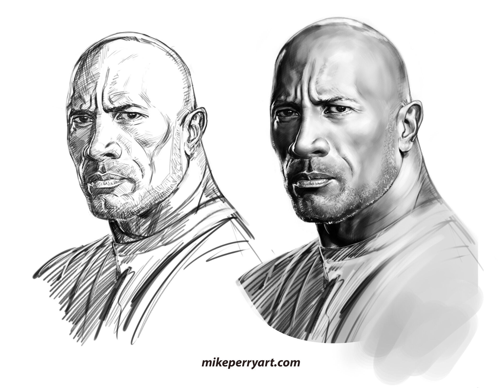 Dwayne Johnson Pencil and Oil Painting Drawing  Take Out Drawing