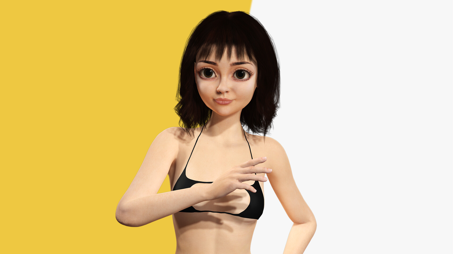 ArtStation - Realistic stylized cartoon Female 3D Model Naked Woman Rigged