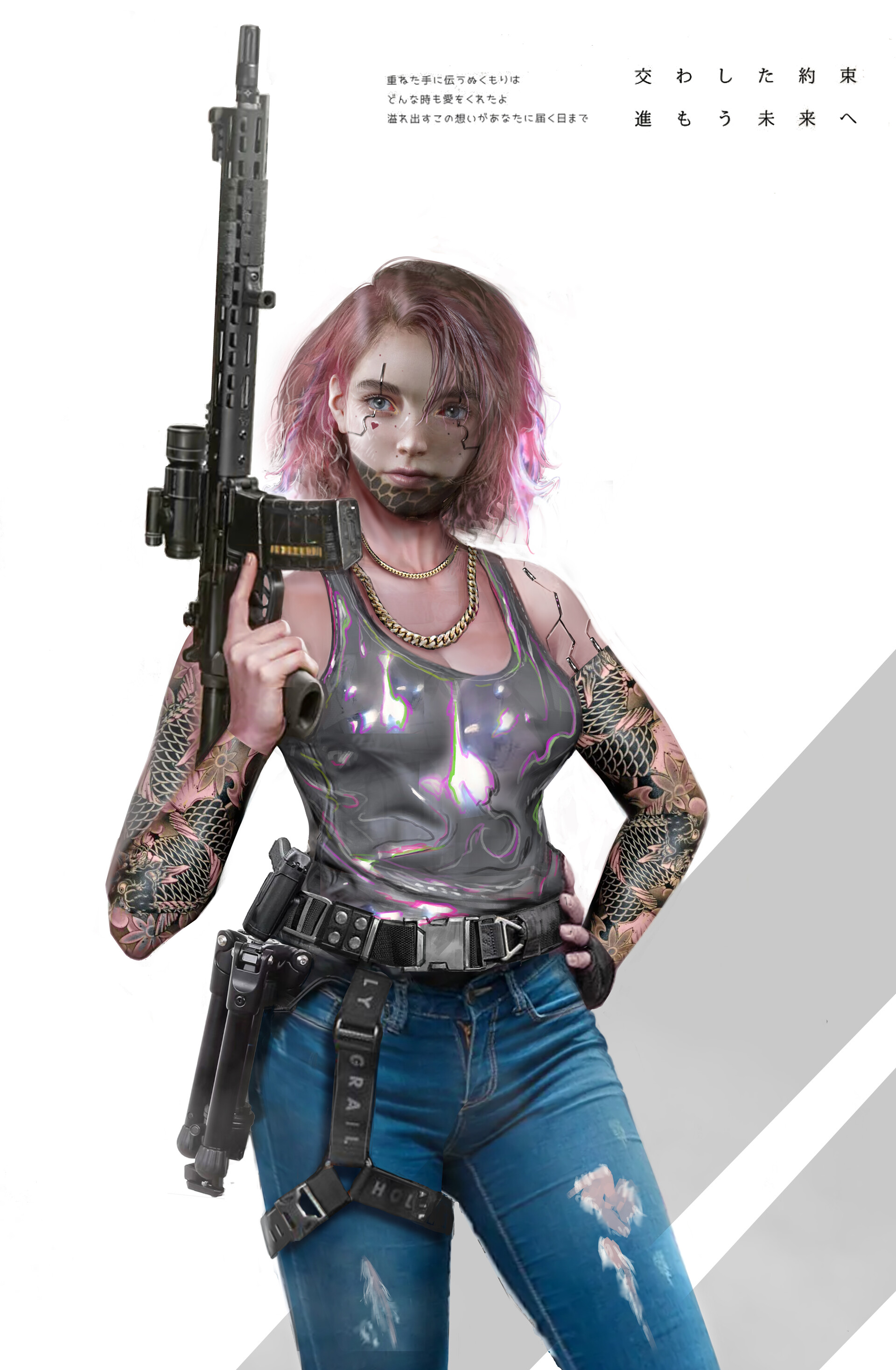 ArtStation - 纹身女, image size:1920x2935