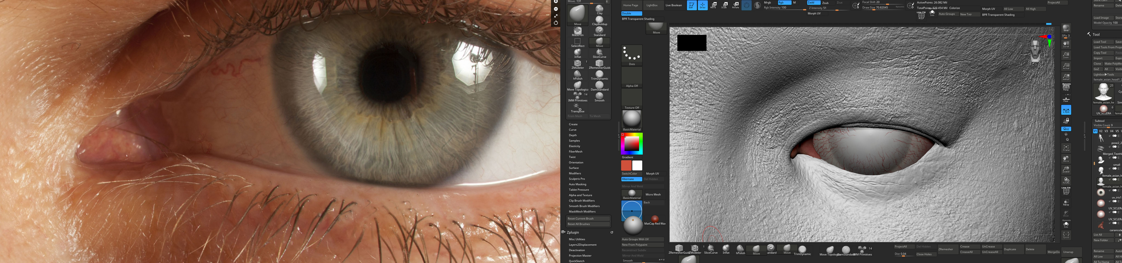 sculpting the eyes
