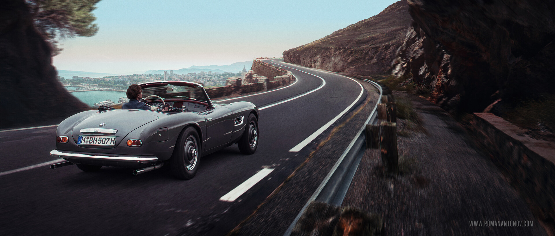ArtStation - Matte painting. Cote d'Azur. BMW 507