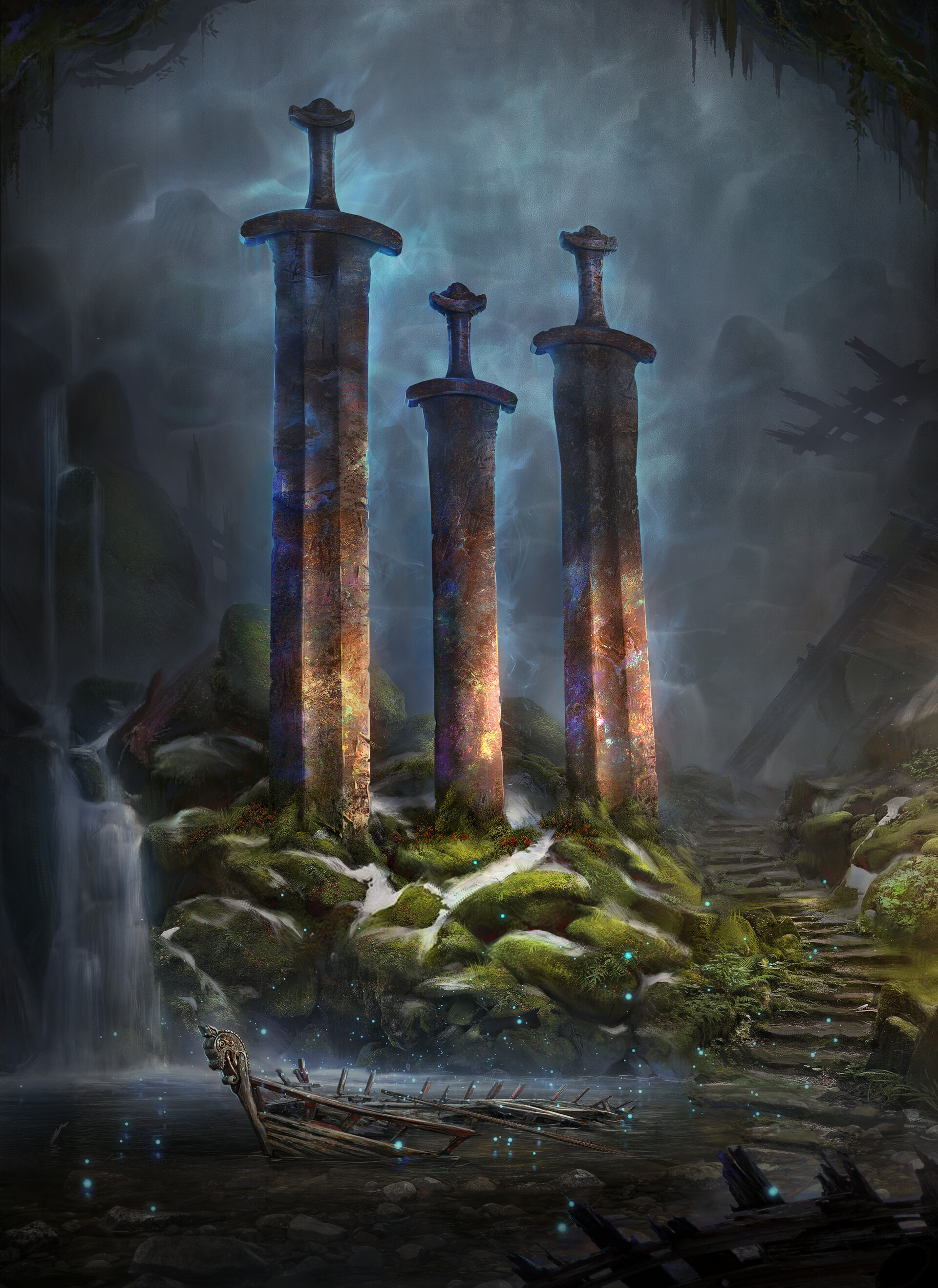 ArtStation Ancient Shrine of the Three Swords