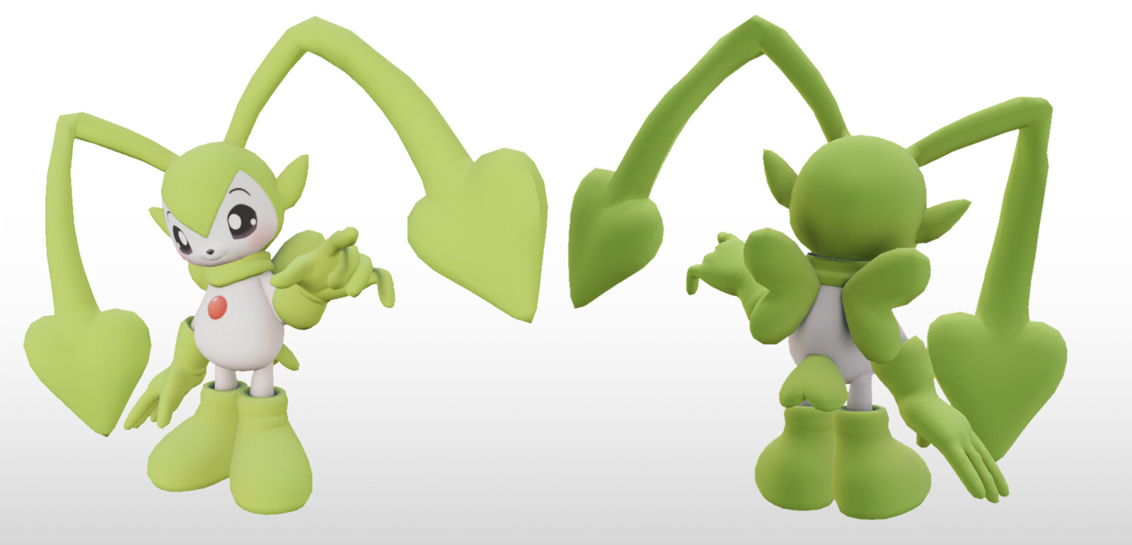 Front and back view of pose 1