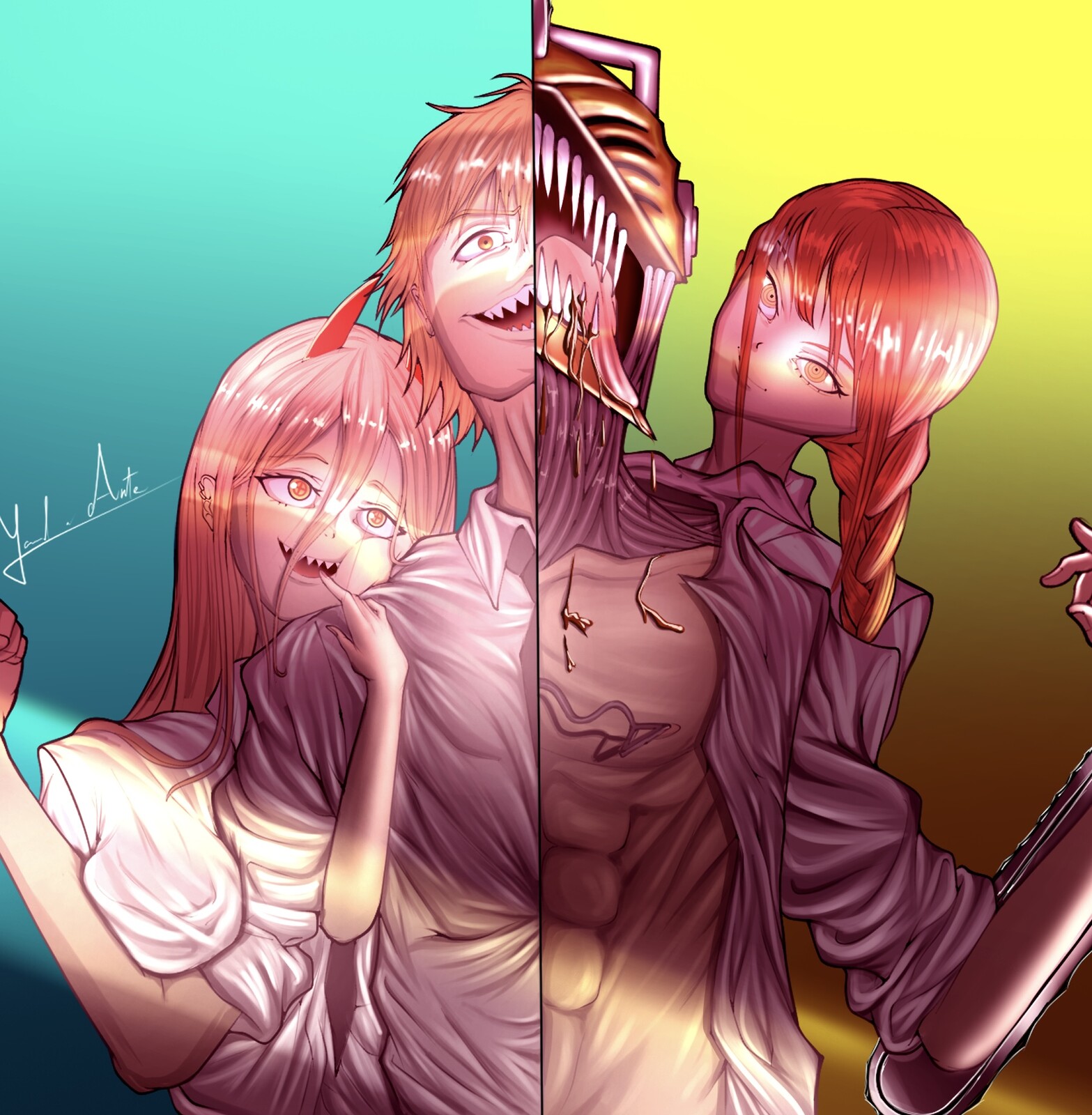 chainsaw man power, denji, maki love circle