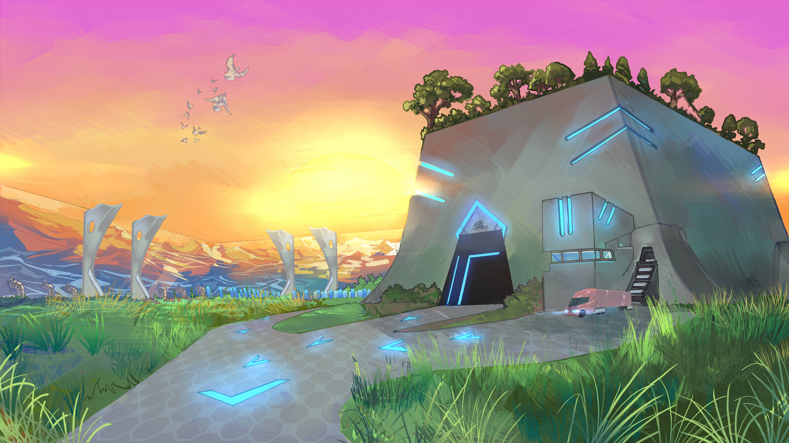 Futuristic Solar Harvest Plant