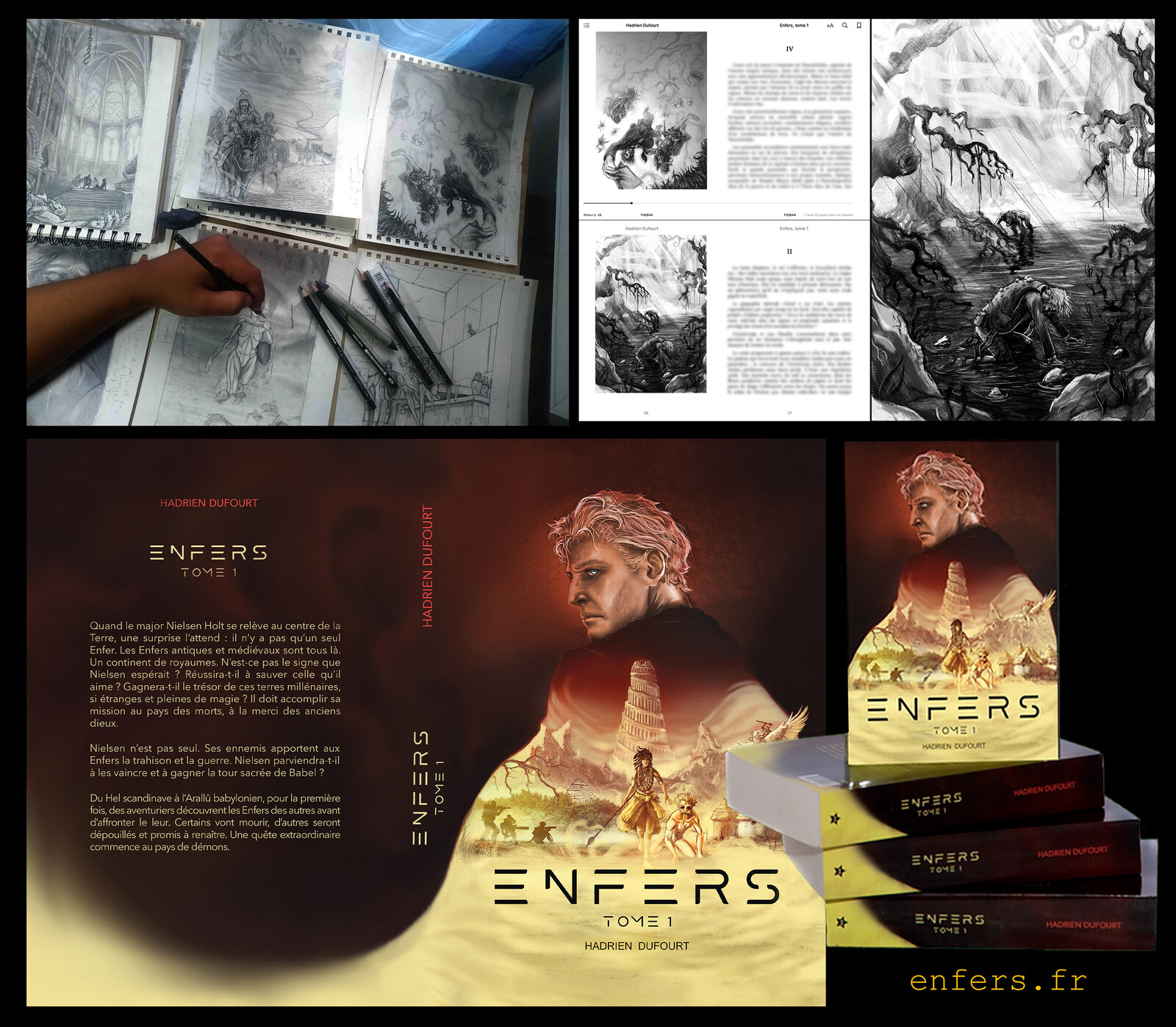 Projet Illustrations et couvertures pour les romans ENFERS de l'auteur Hadrien Dufourt 