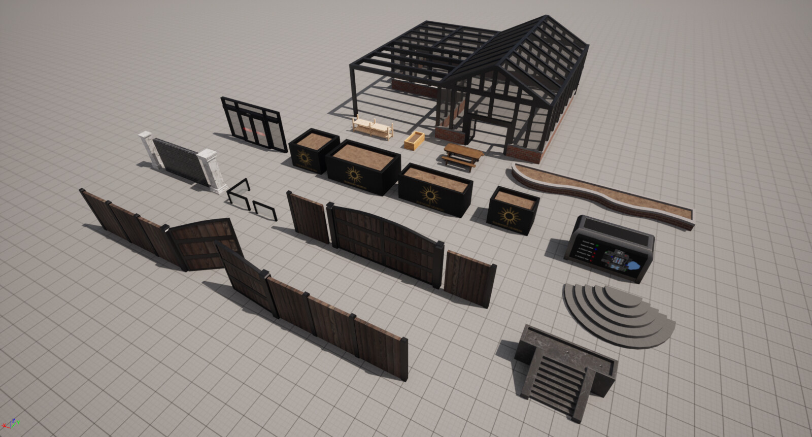 Various environment assets I created for Sunset Museum 