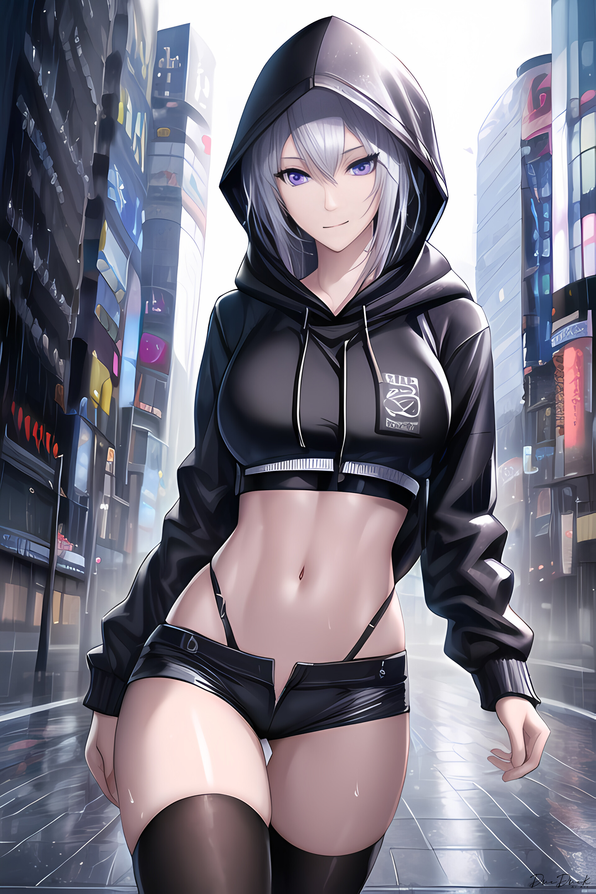 ArtStation - Anime Girl Sexy (city street shibuya rain)