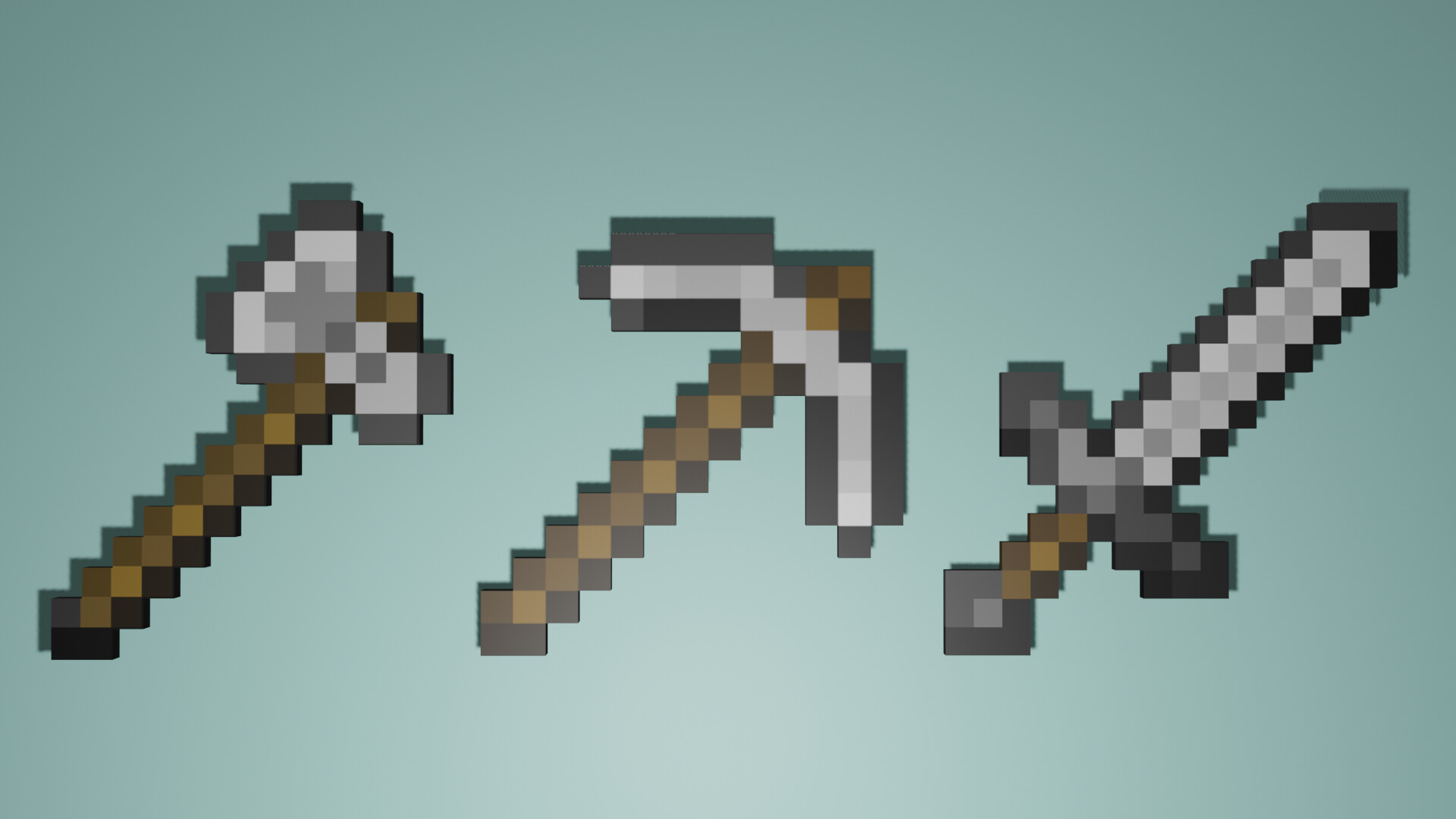 ArtStation Minecraft Iron tools (First Blender Project)