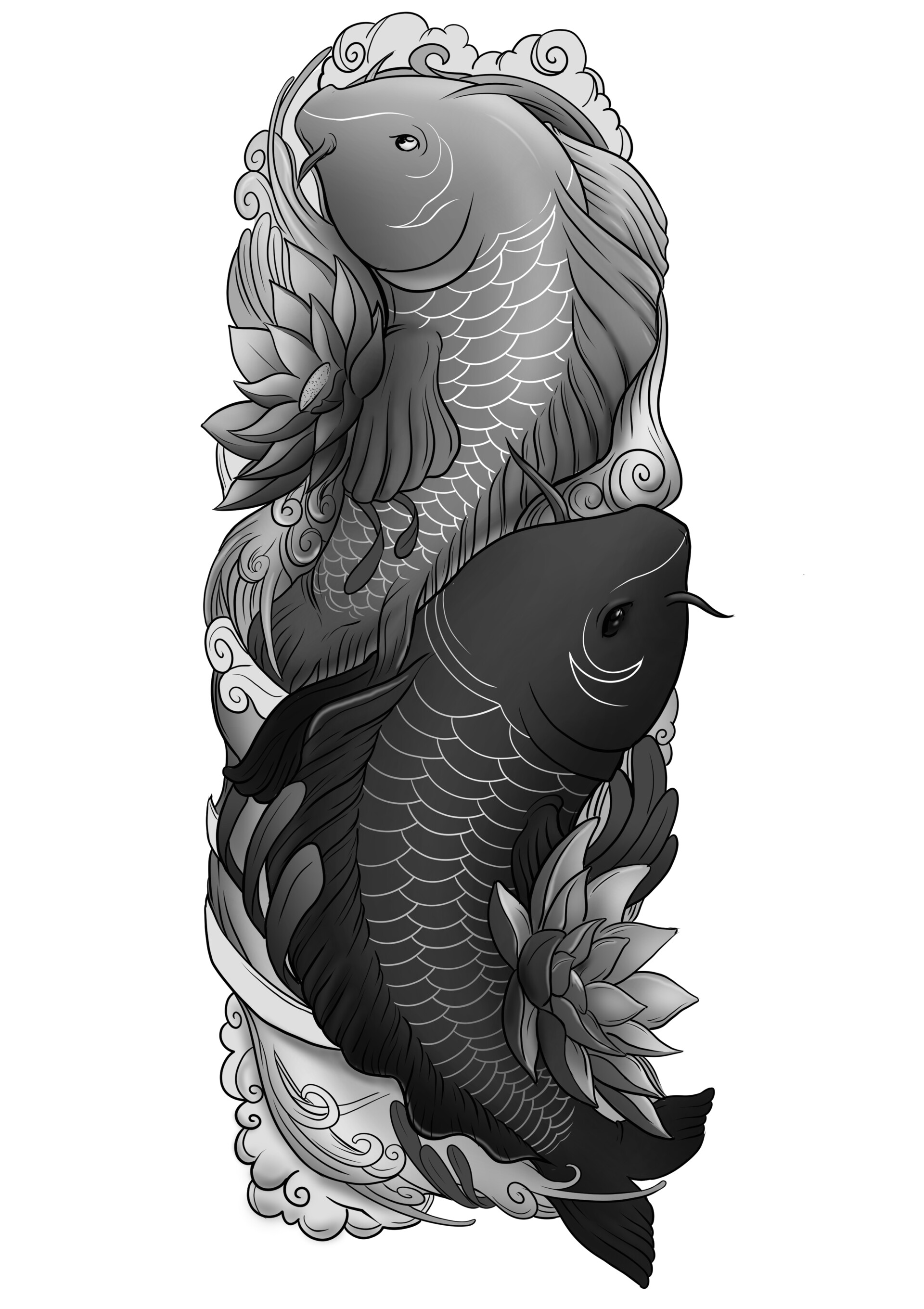 Koi Tattoo Stencil