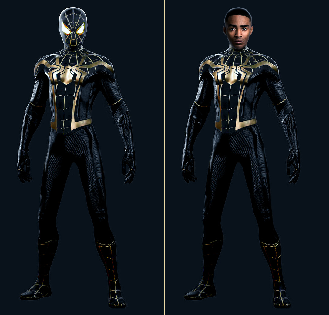 ArtStation Spider Man Miles Morales Suit Concept Black Gold