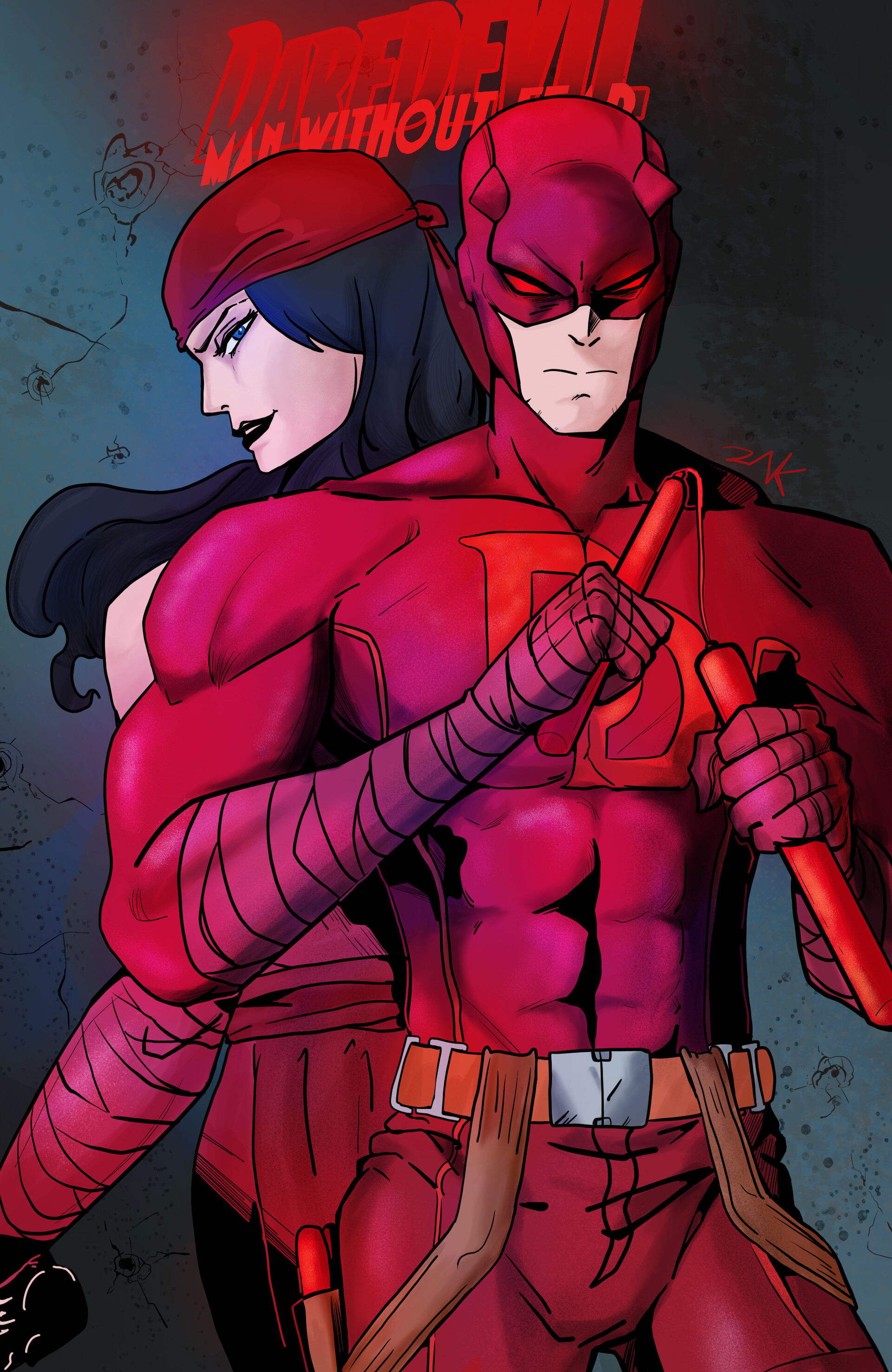 ArtStation Daredevil and Elektra fanart