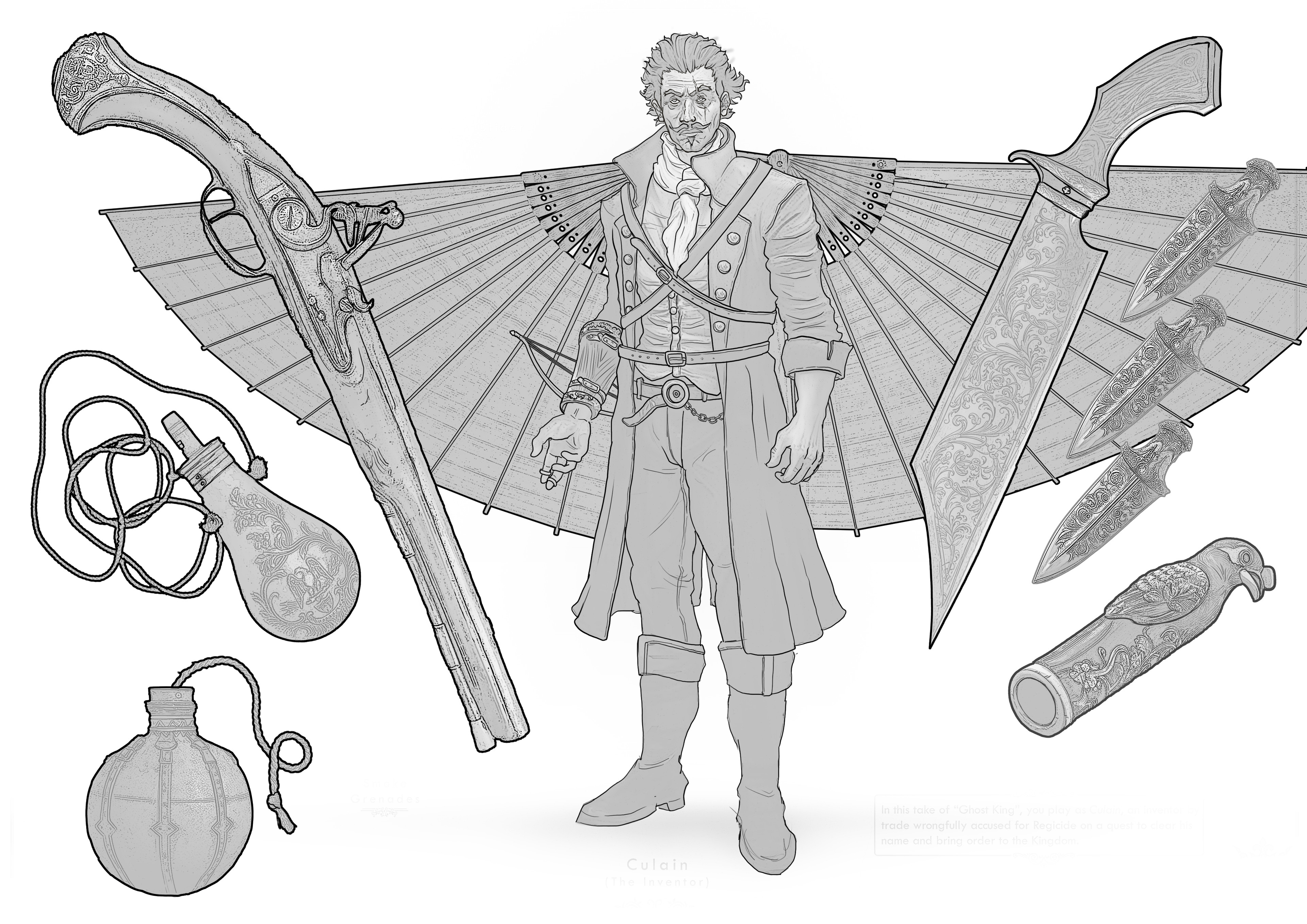 Satchit basu the ghost king culain character design