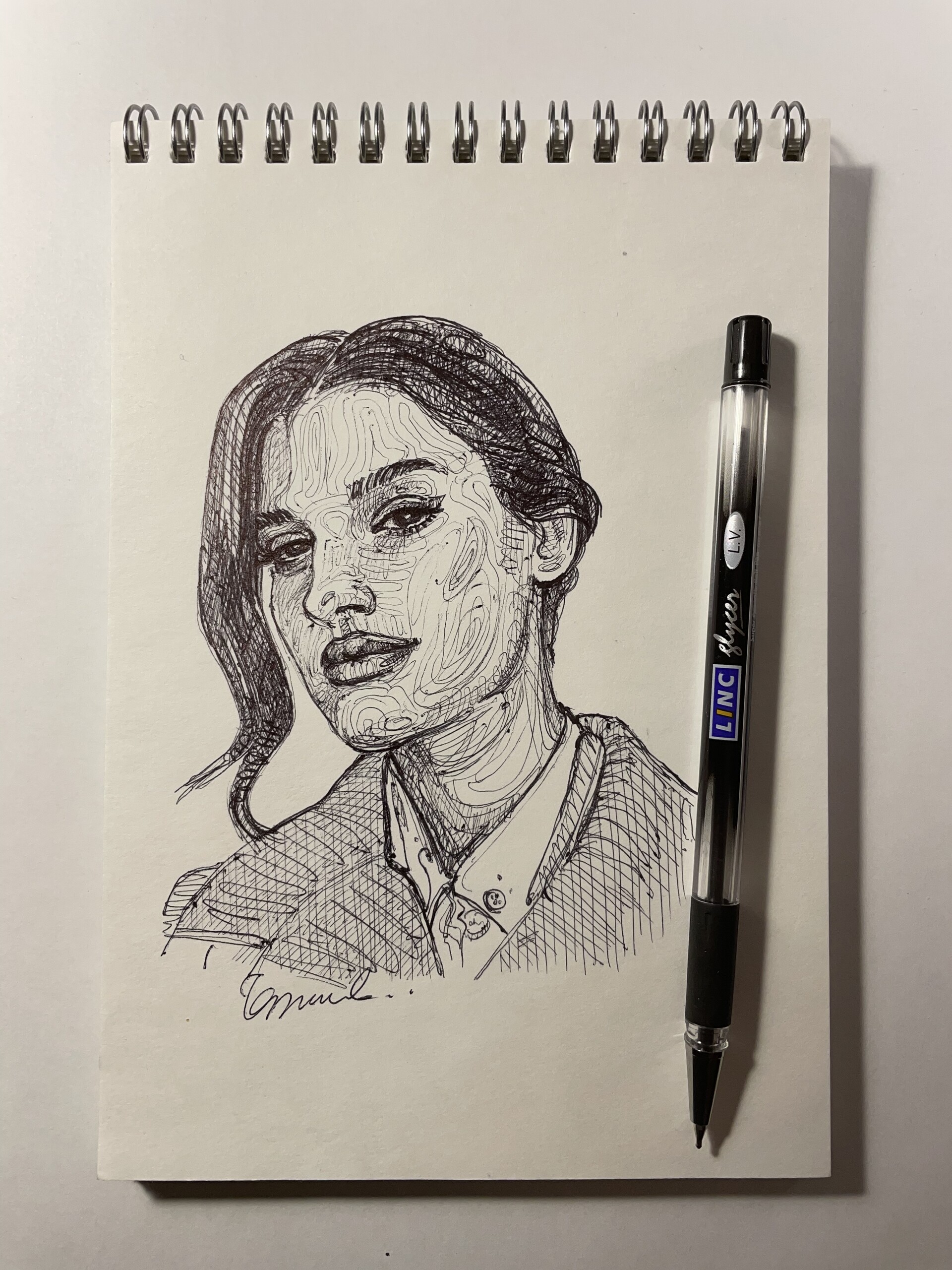 Watercolor artist sikander - Quick pen drawing with ballpoint pen  #sketchbook #sketches #sketch #sketching #pensketch #drawing #draw #art  #portrait #girl #face #beauty #model
