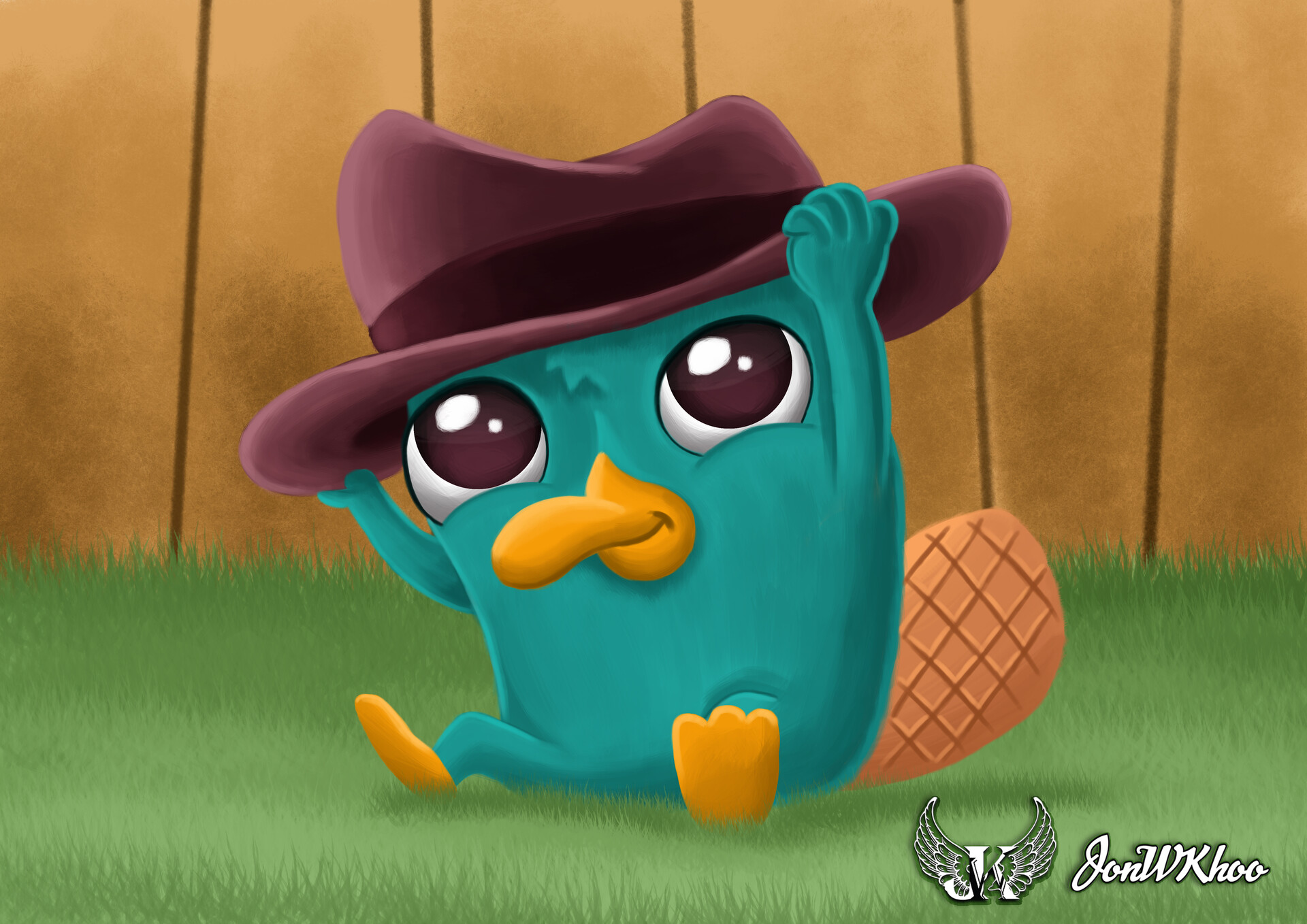 Jonwkhoo baby perry the platypus 2023 digital illustration