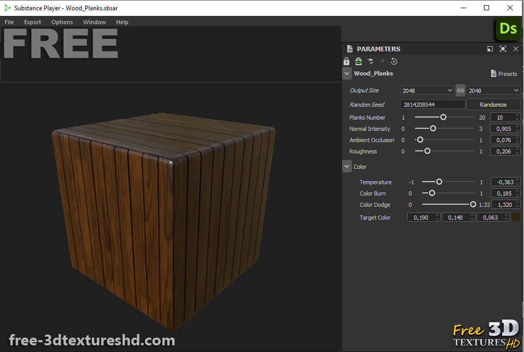 Wood Plank PBR Textures Substance 3D Designer SBS And SBSAR Free.