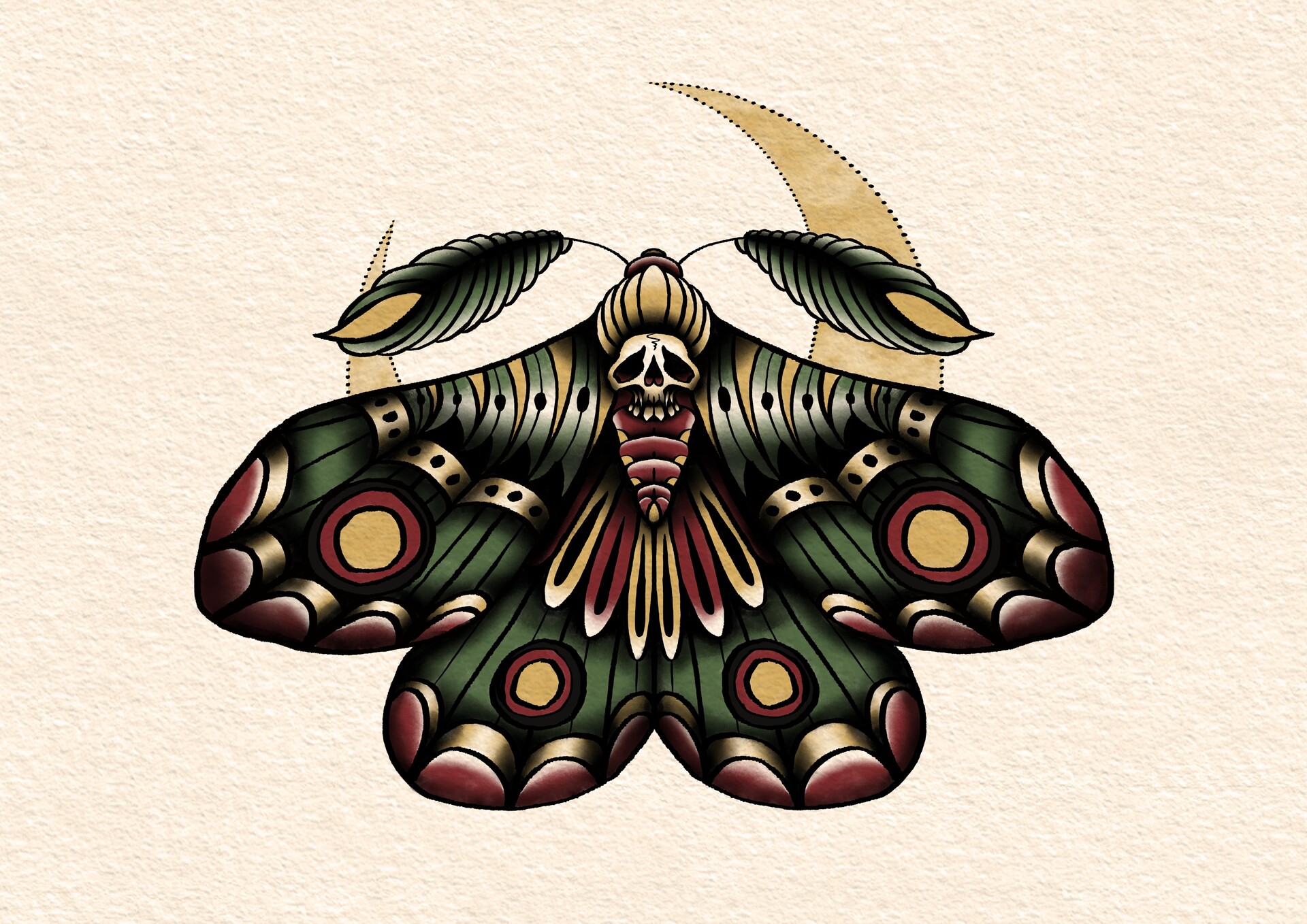 ArtStation - Traditional Death Moth - Tattoo Inspired Illustration