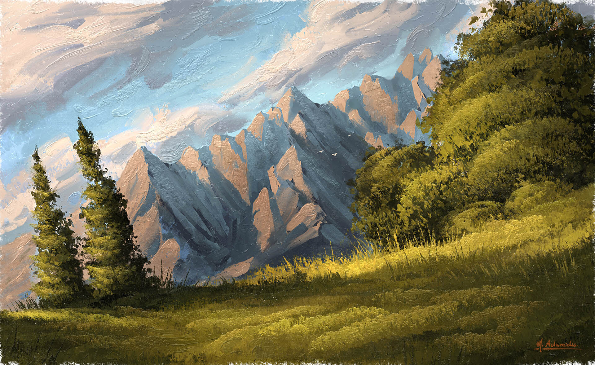 Concept Art And Photoshop Brushes Digital Oil Landscape Painting