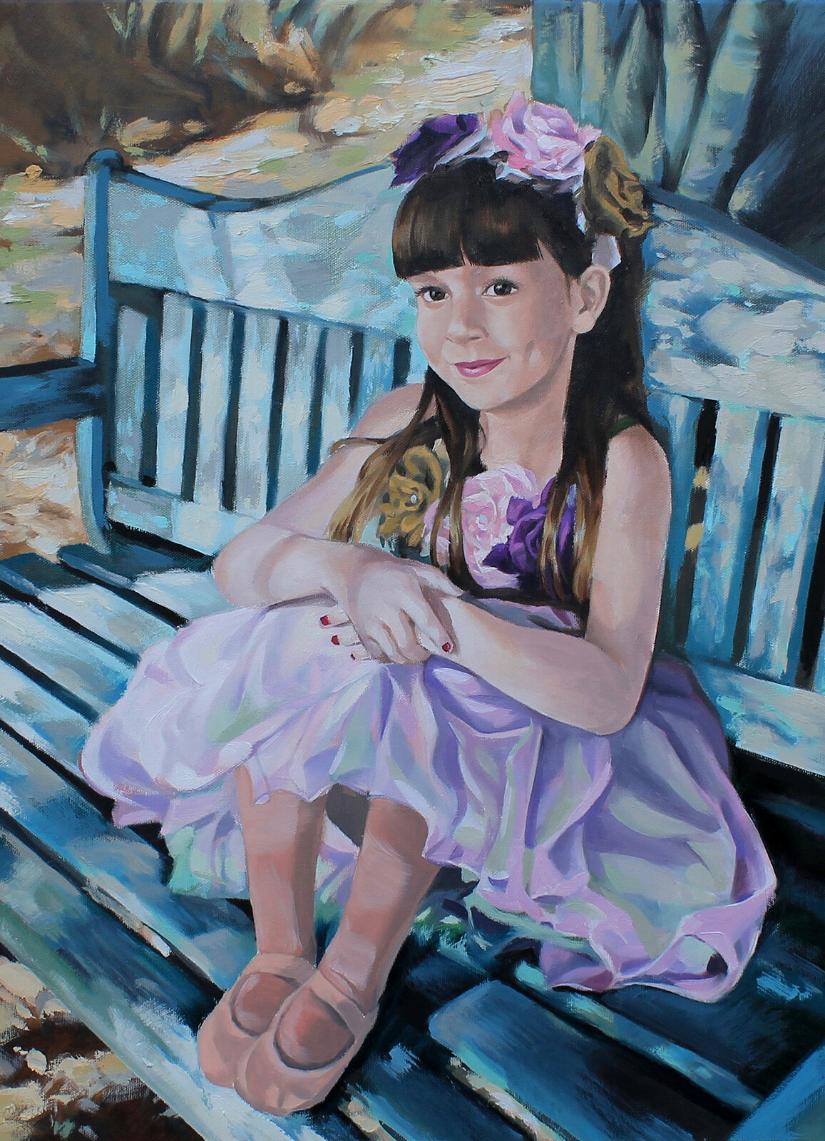 Oil Painting of a little ballerina girl