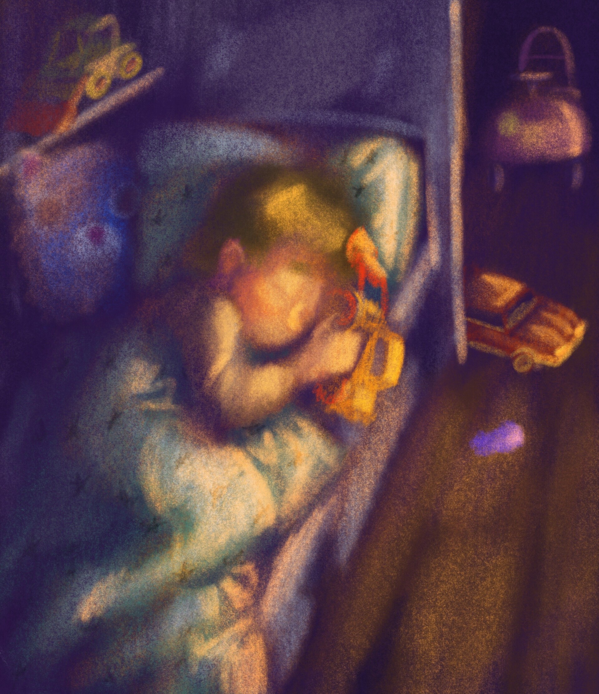 ArtStation - Boy sleeping with toy car