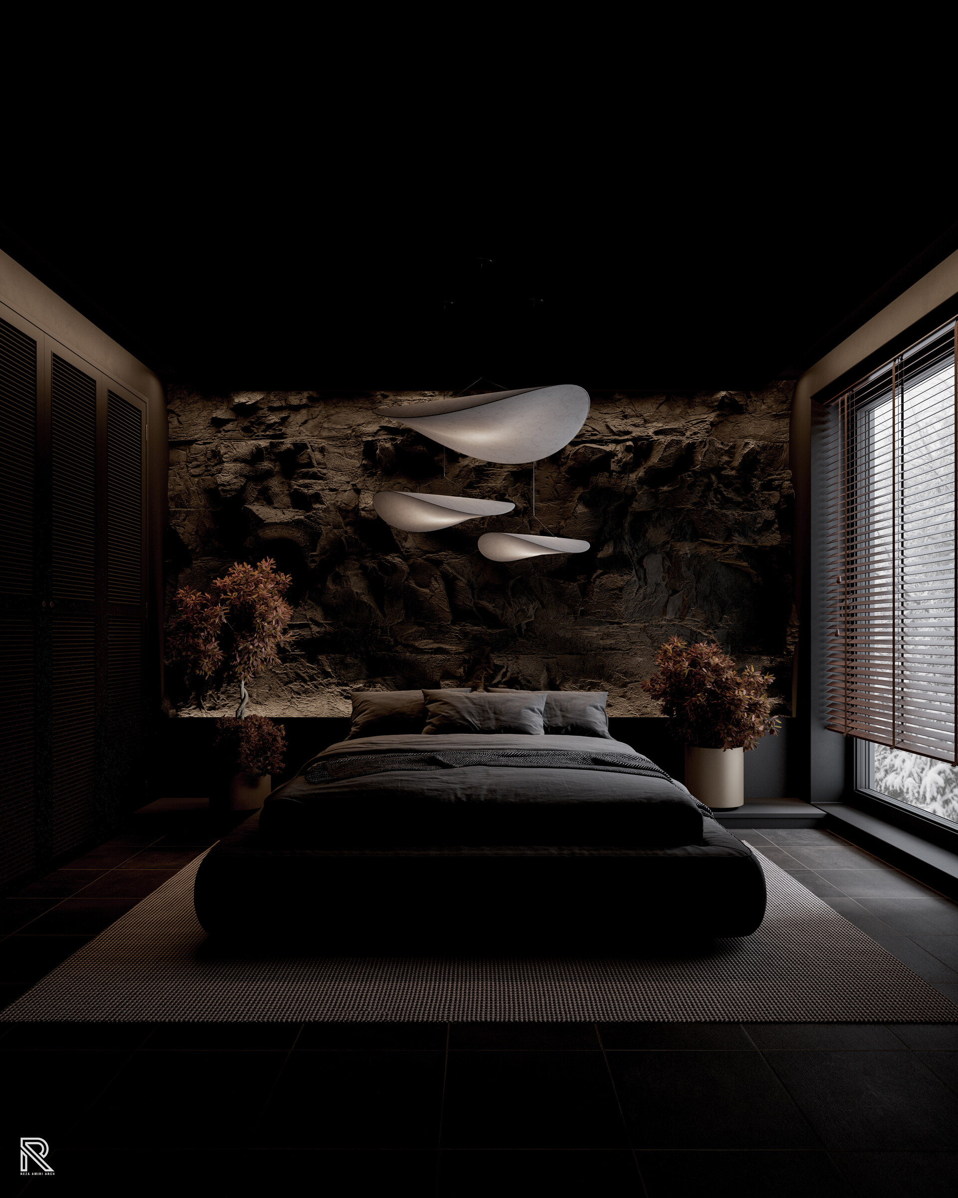 ArtStation - Black design bedroom