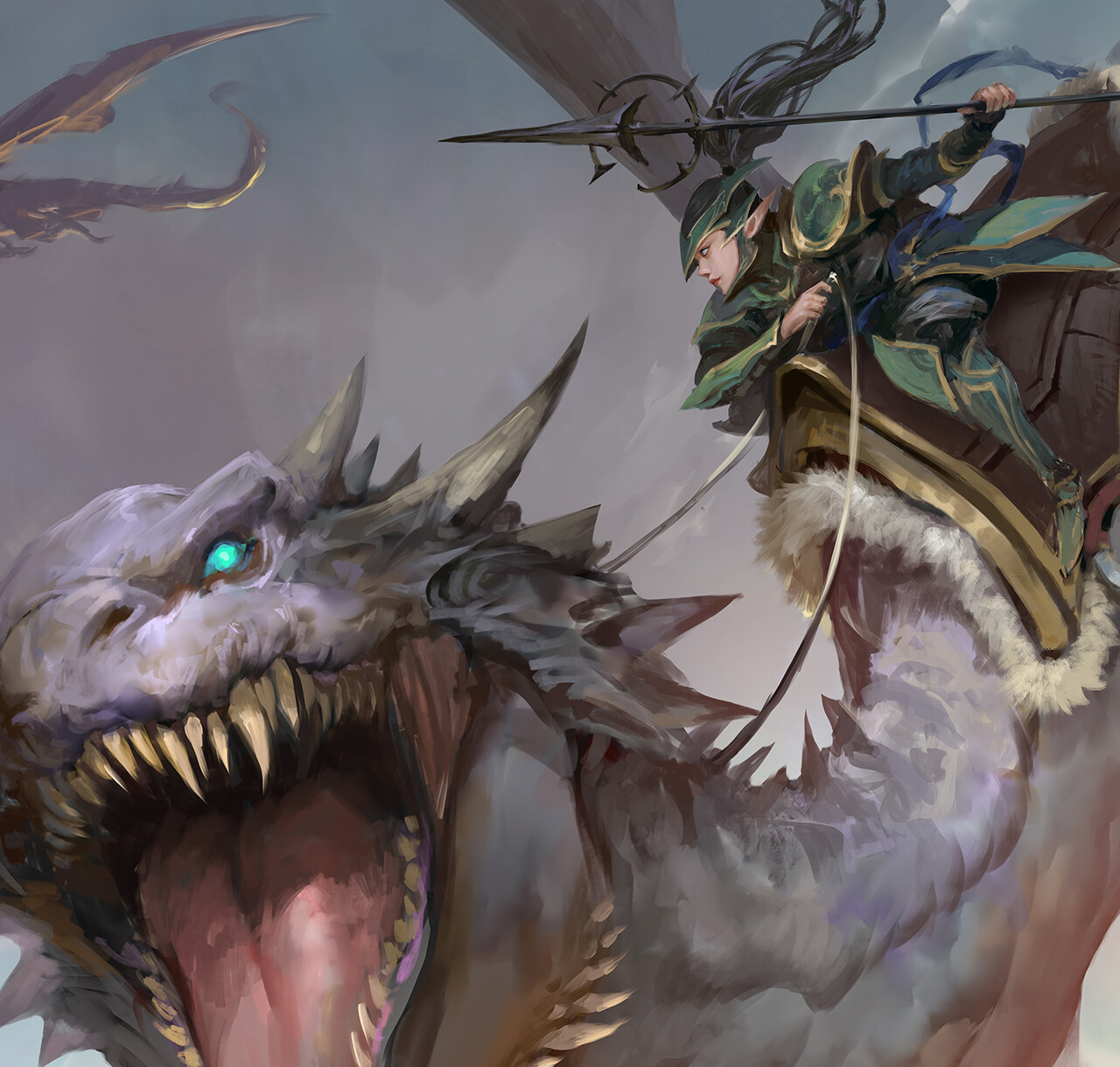 Elven Dragon Rider Dragon Elf Stock Illustrations – 912 Dragon Elf