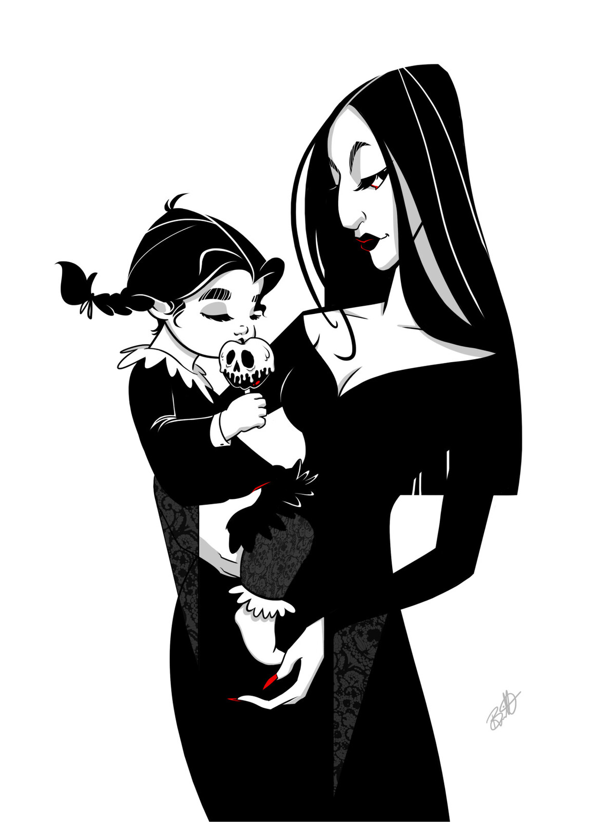 Morticia and Wednesday