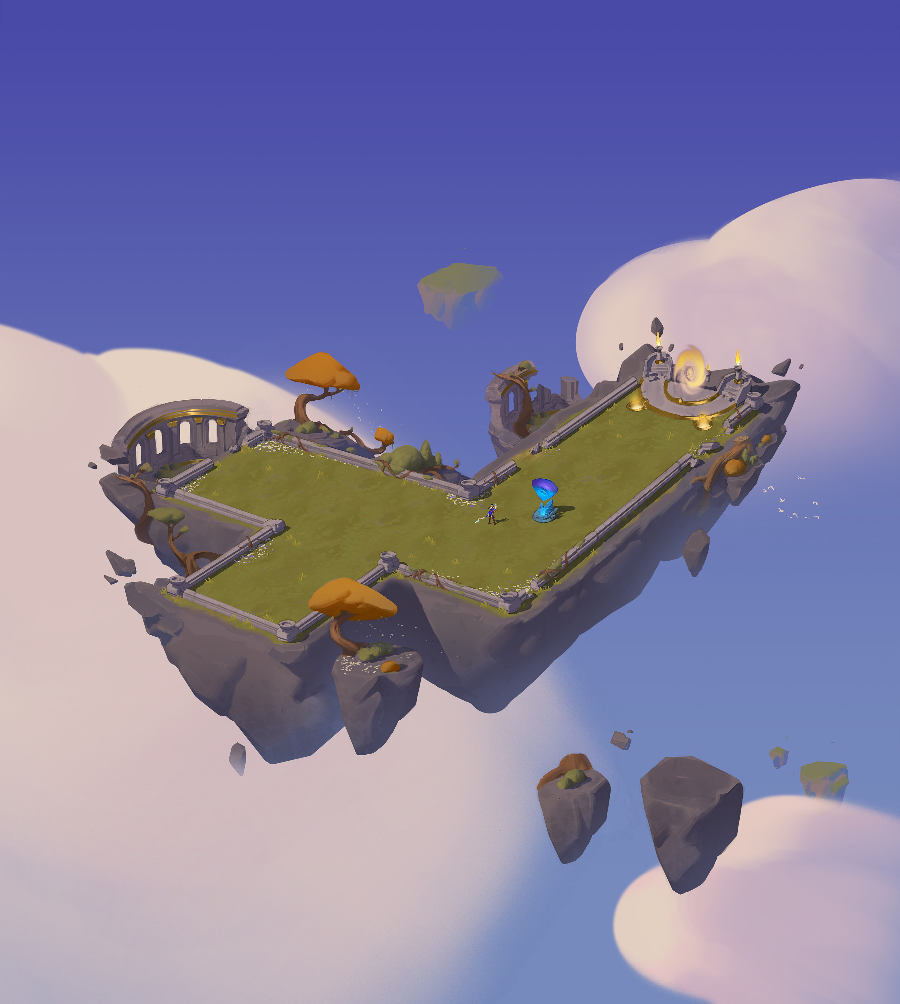 Forest biome / procedural island generation concept. This was created in a modular fashion to allow for future reuse and exploration of many different elements within one image.