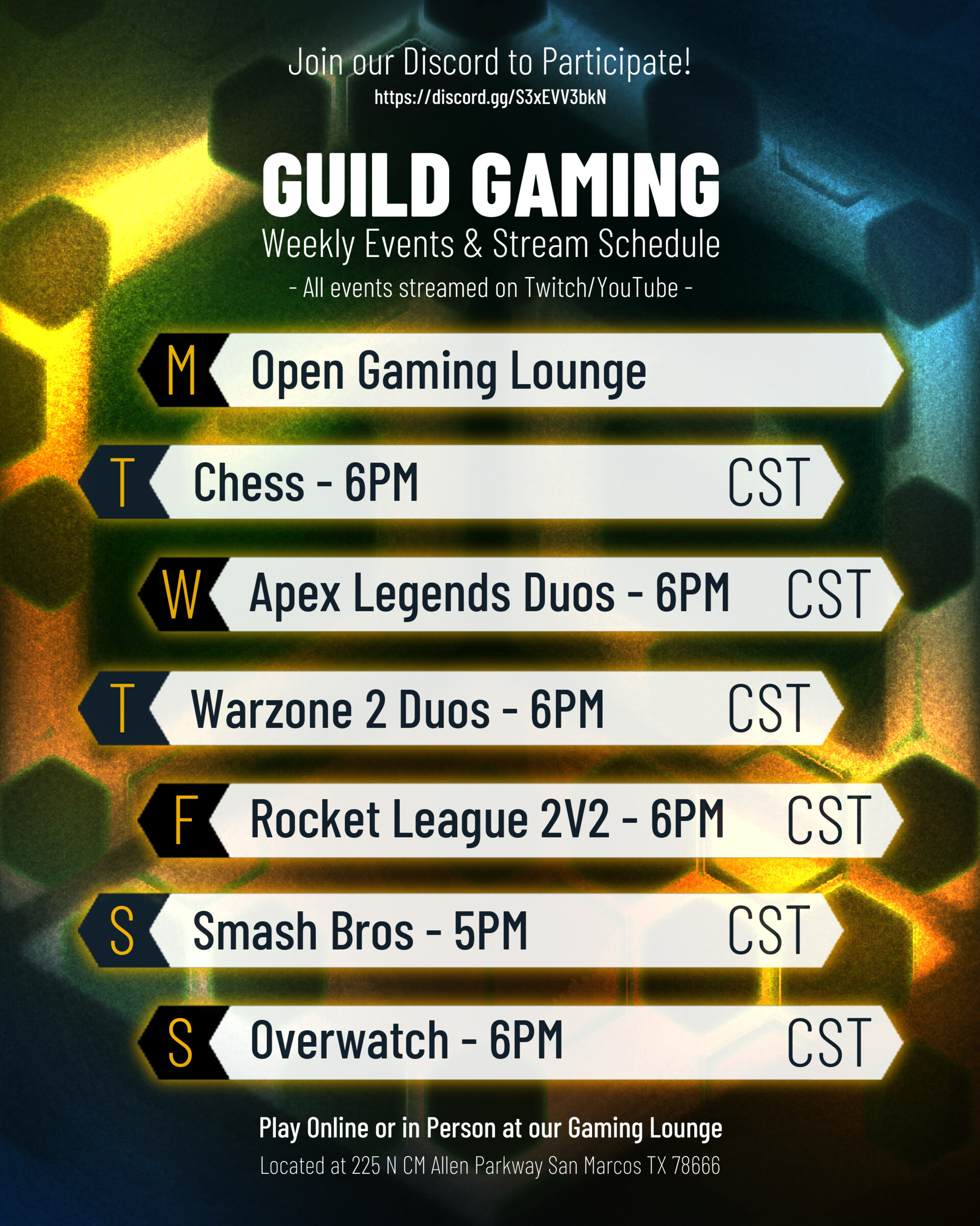 Rachel Rong - Guild Gaming Stream Schedule Graphics