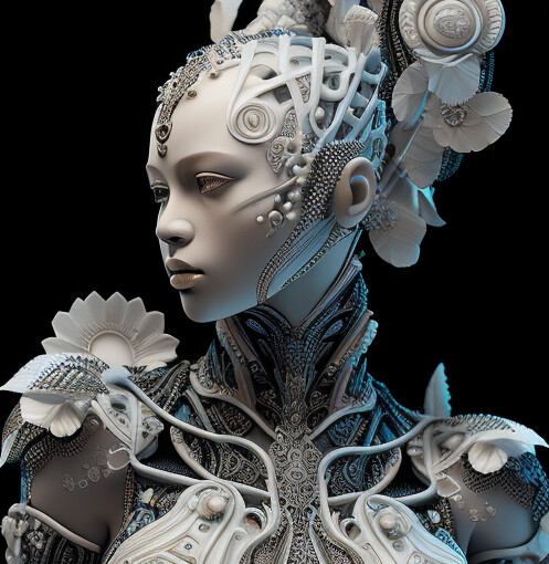 Futuristic royalty whose design is based around concepts of transhumanism.