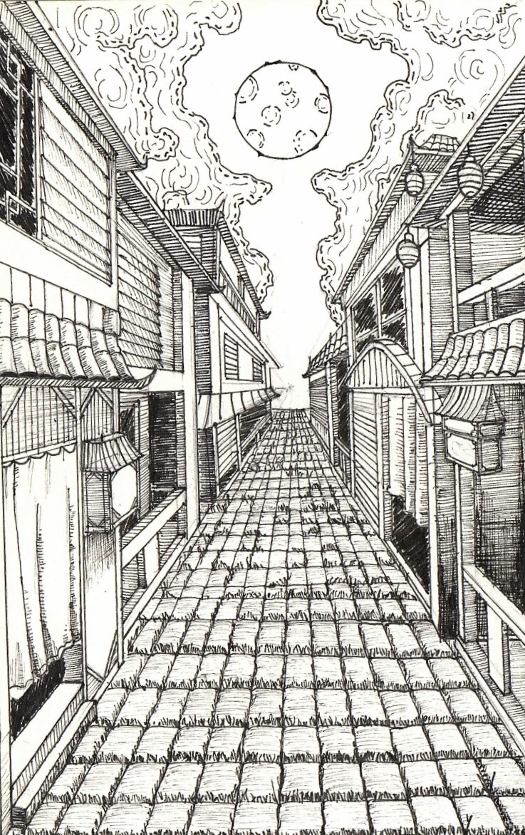 Perspective Drawing Japanese StreetTown by sallyxwang on DeviantArt