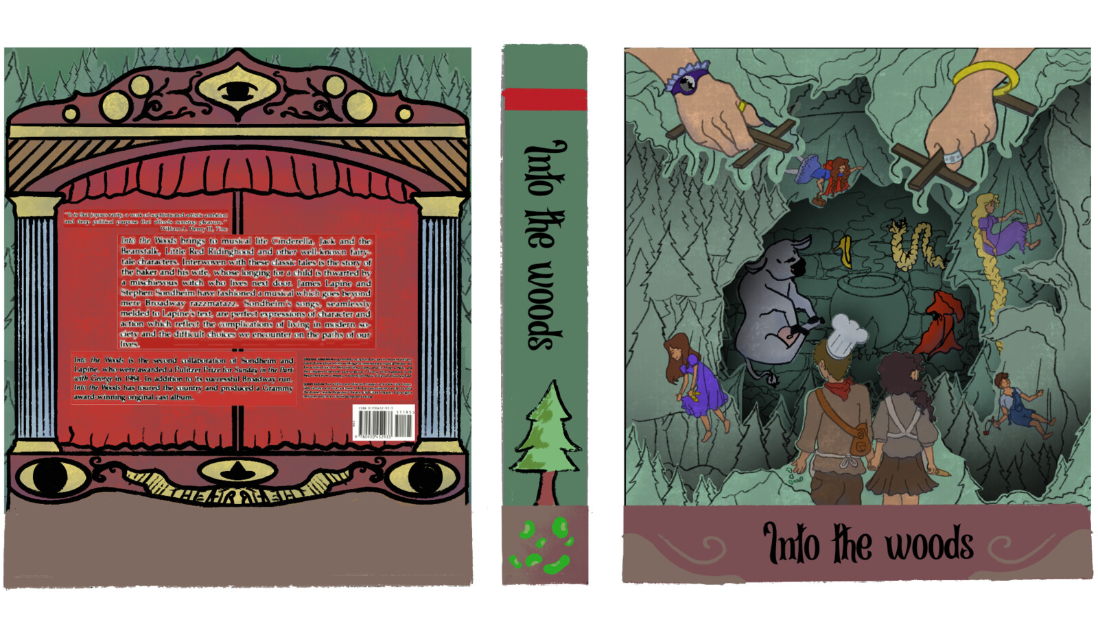 The back spine and front cover shown in a mock up 